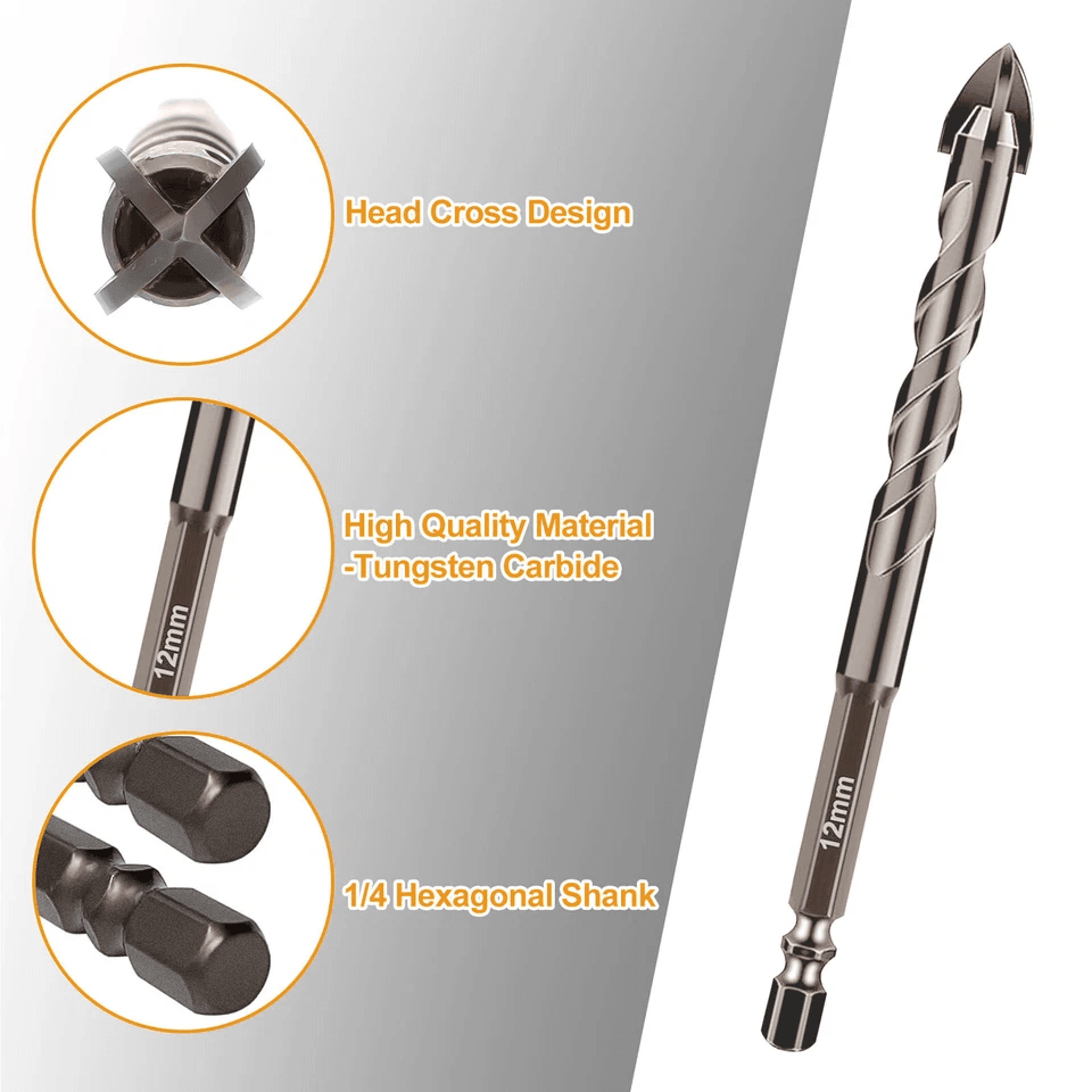 HighQuality Ceramic Tile Drill Bit Set Eccentric Tungsten Steel FourFlute Sawtooth For Tile Glass C 7