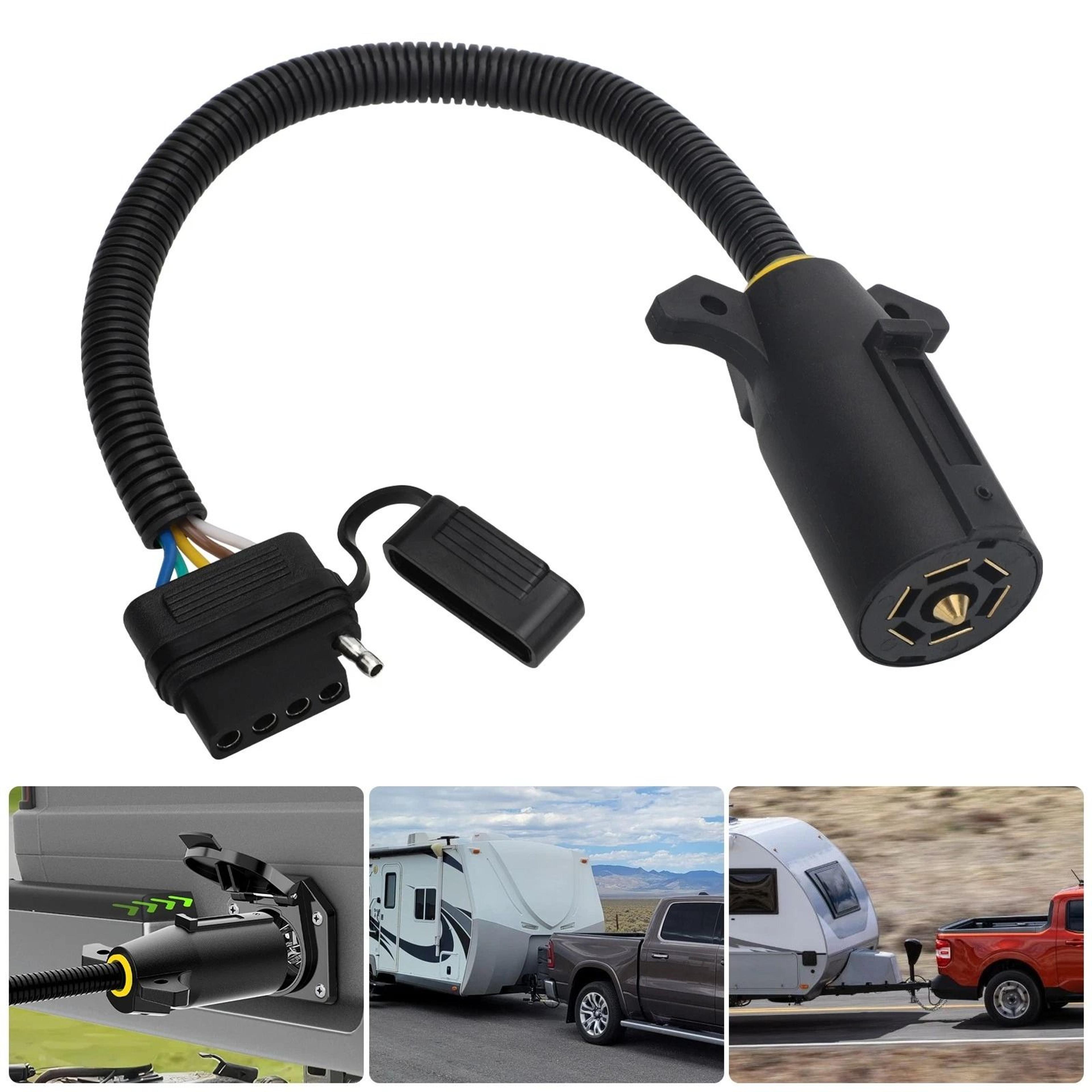 trailer adapter, way round blade to pin flat wiring plug for tow lights, rv and caravans