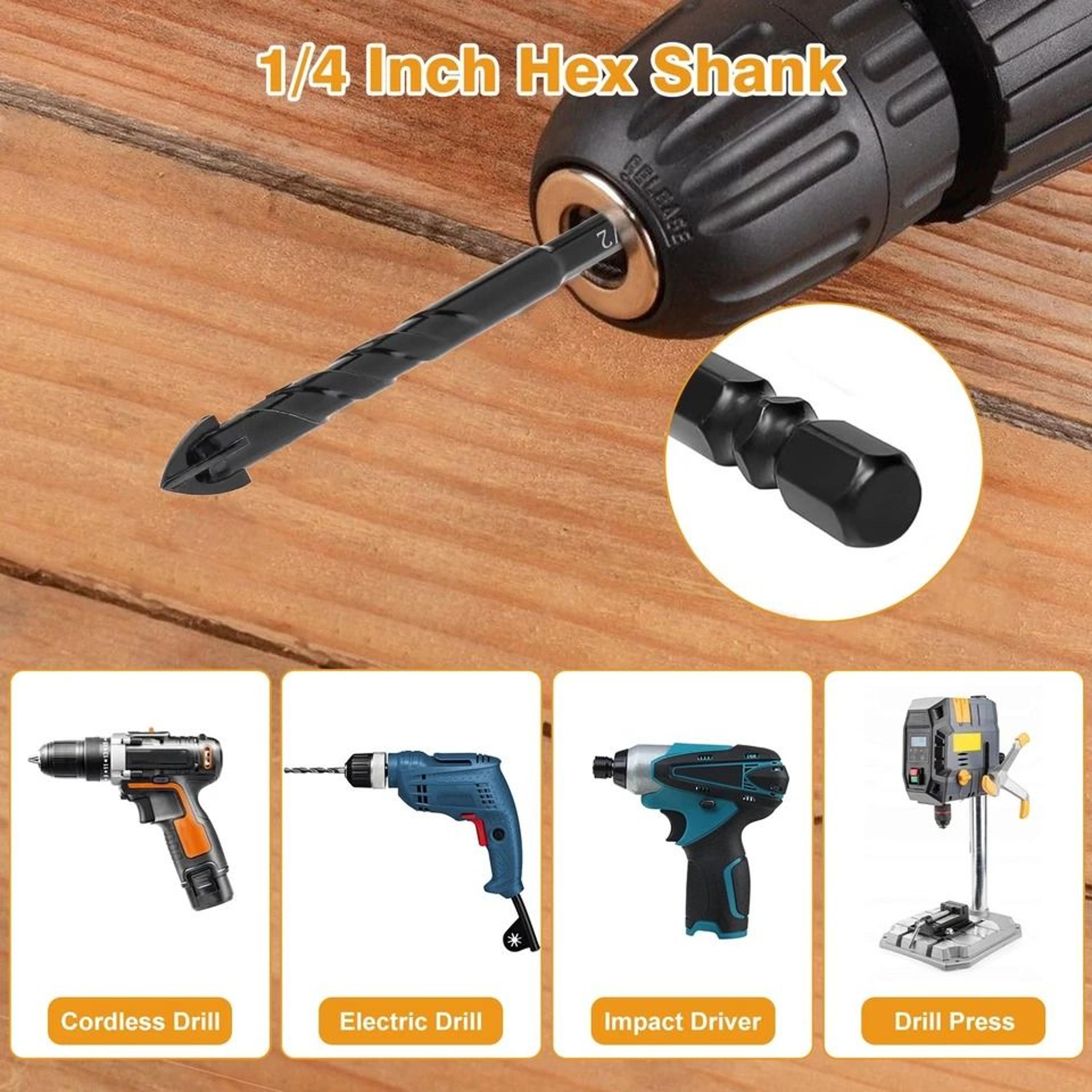 Tungsten Carbide Drill Bit SetHex Shank For Ceramic Glass Brick Concrete Tile Marble Wood Plastic D 3