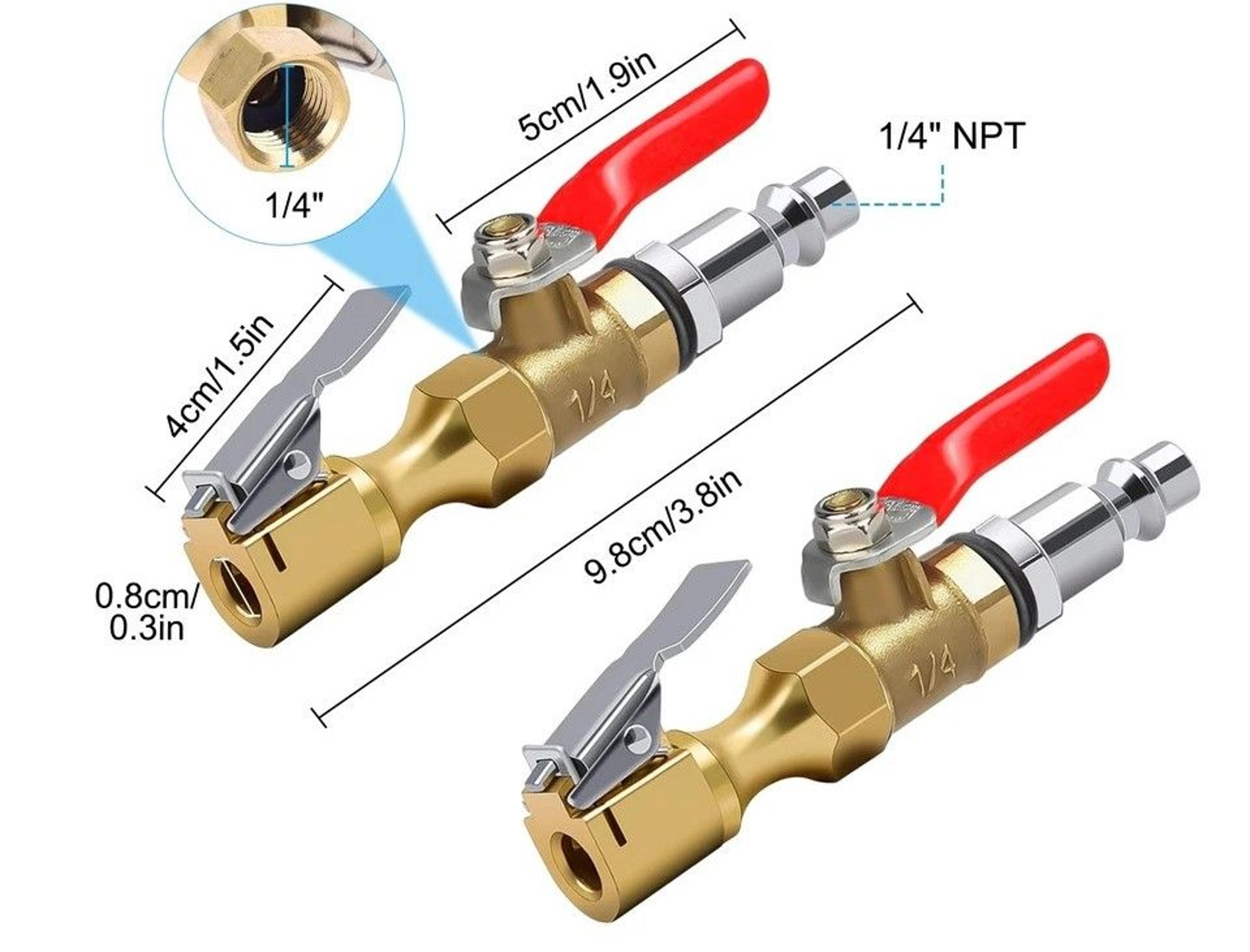 Precision LockOn Tire Chuck Brass Air Compressor Valve Rapid Inflate  Deflate 6