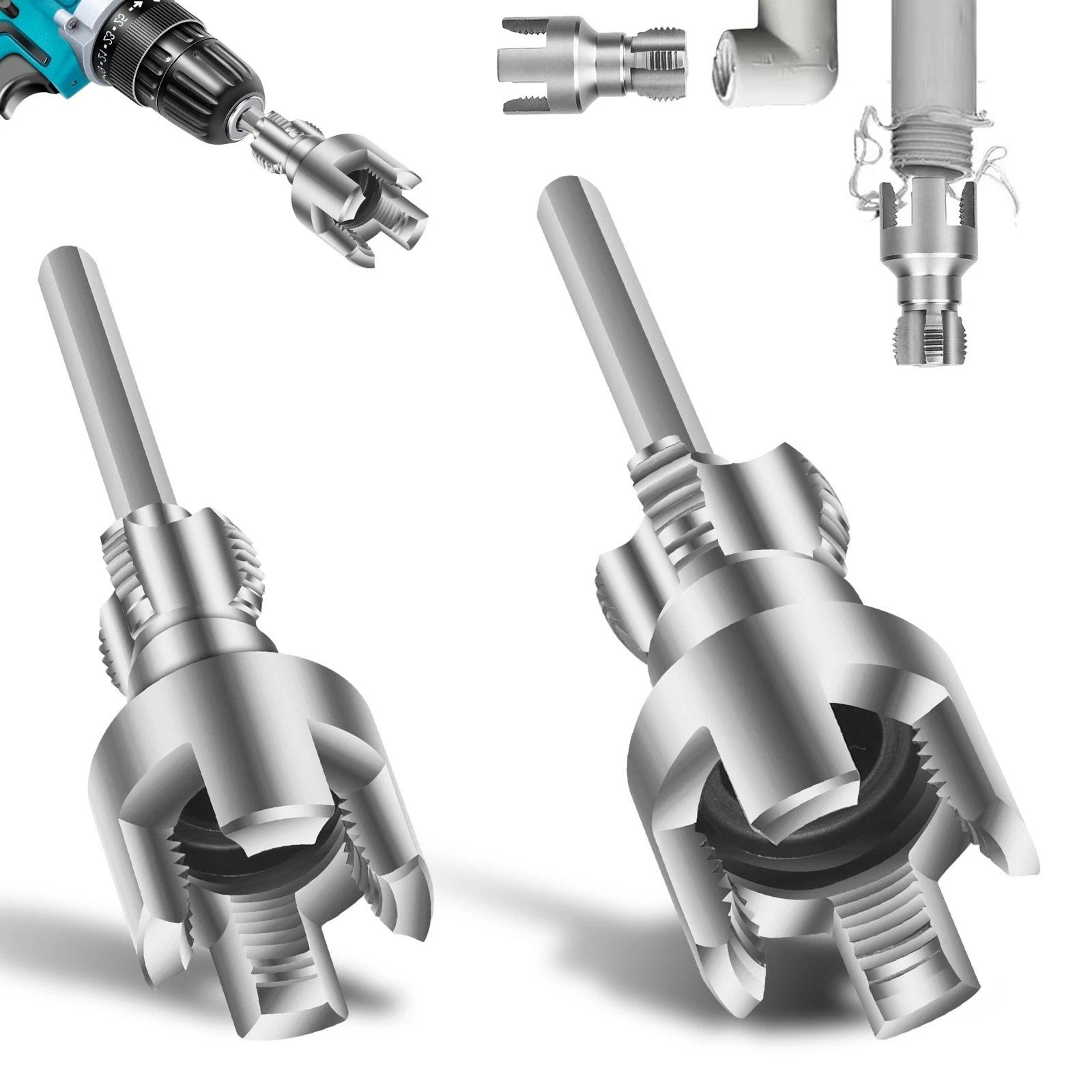 internal & external pipe thread repair tool for pvc ppr, alloy steel, clockwise threading, electric drill adapter