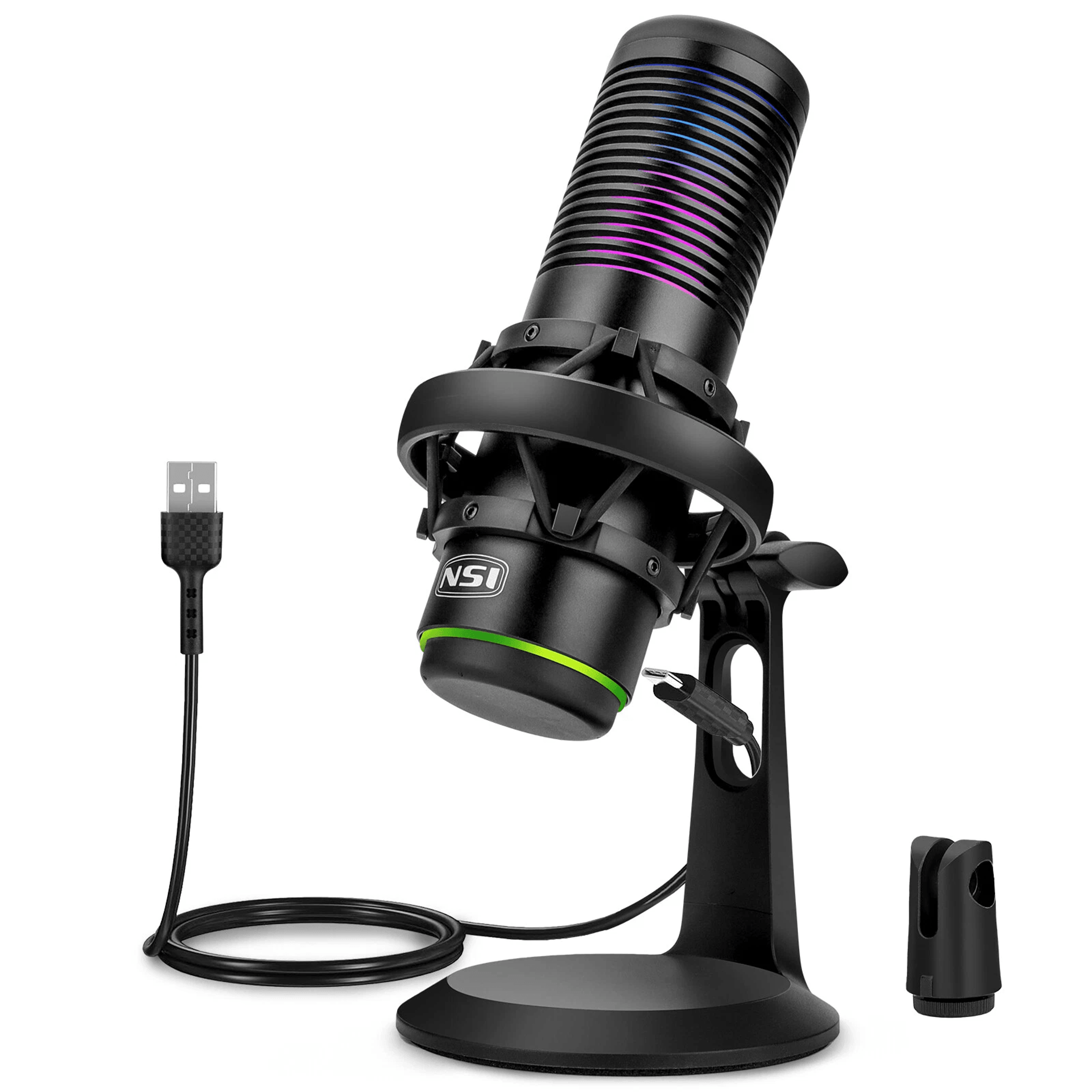 condenser usb gaming microphone, cardioid & omnidirectional, noise cancellation for pc, laptop, streaming