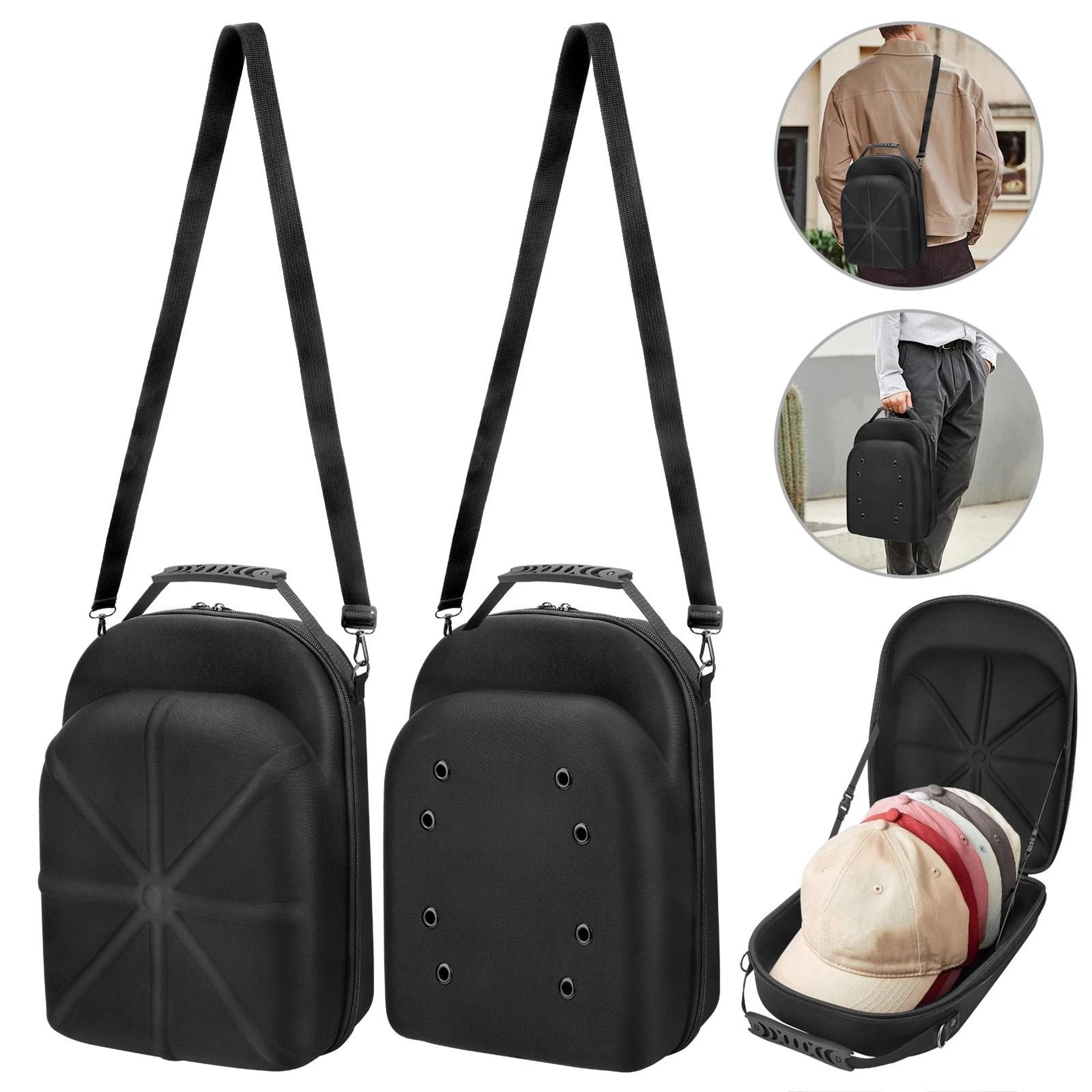 baseball hat storage bag, hard shell travel hat case, protective box for caps, snapbacks, trucker hats