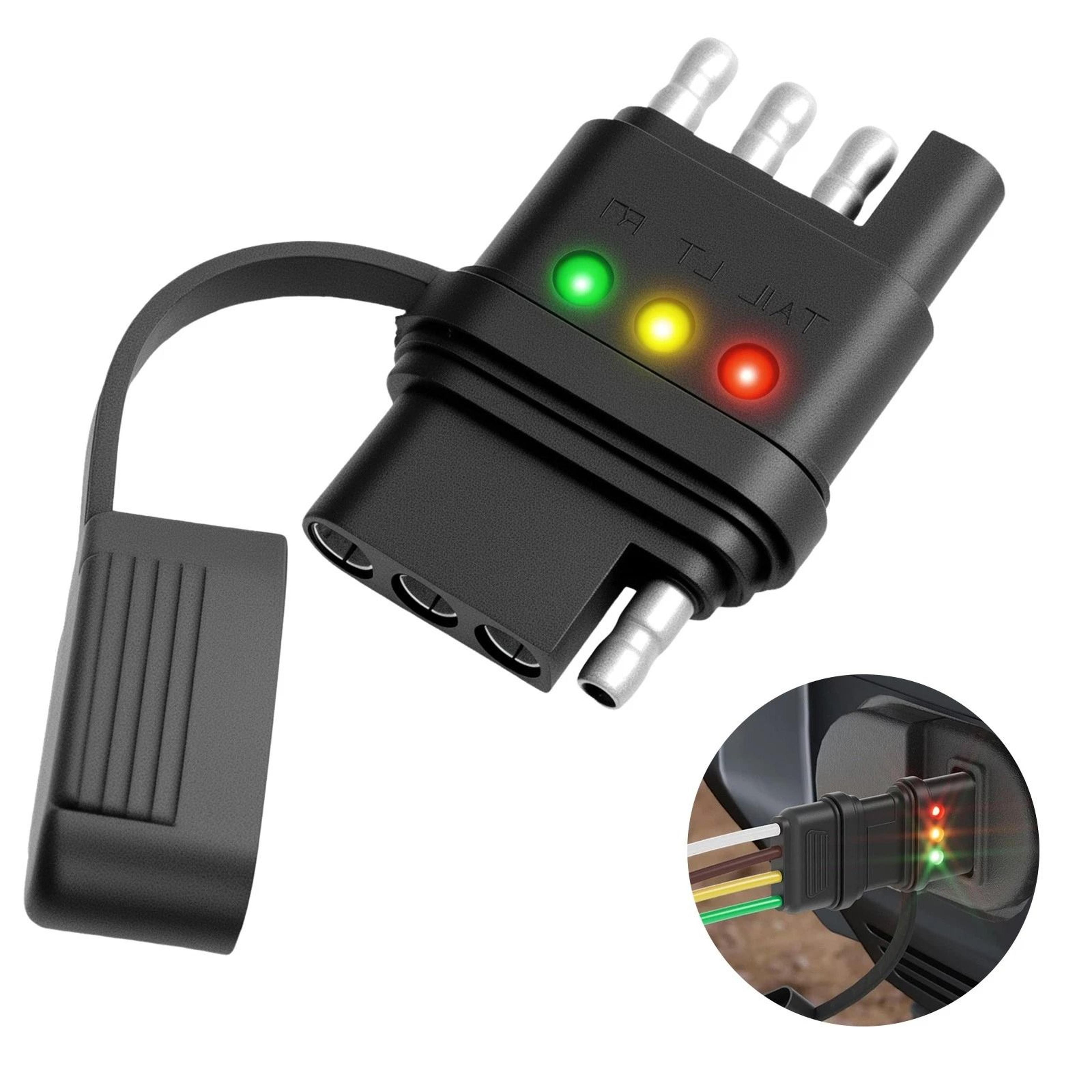flat trailer tester,wiring continuity test tool for trailer lights, boat, atv, with led indicators for circuit diagnosis