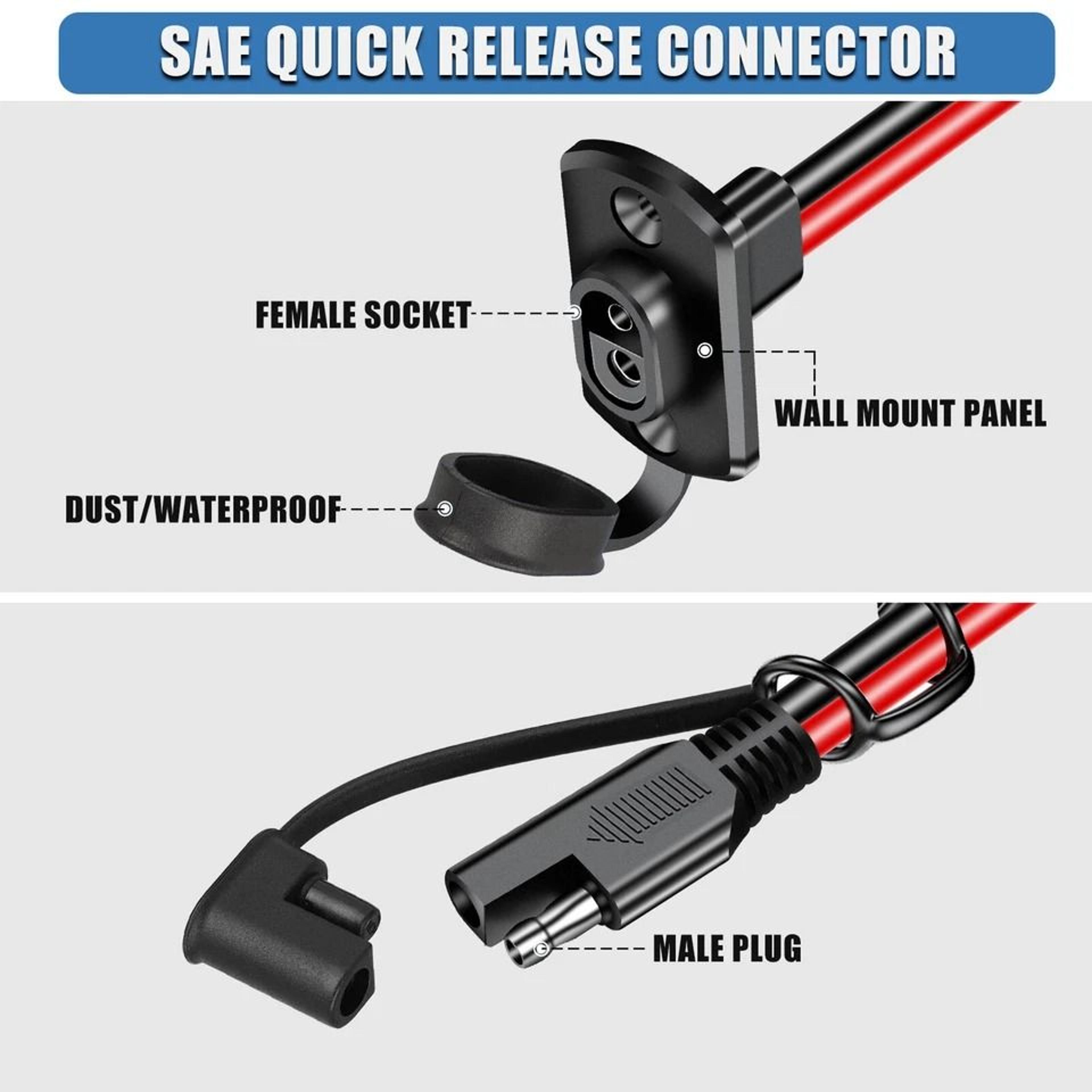 AWG SAE Adapter Harness SAE Male To Female Cable Extension Cable For Solar Panels Battery Connectio 1