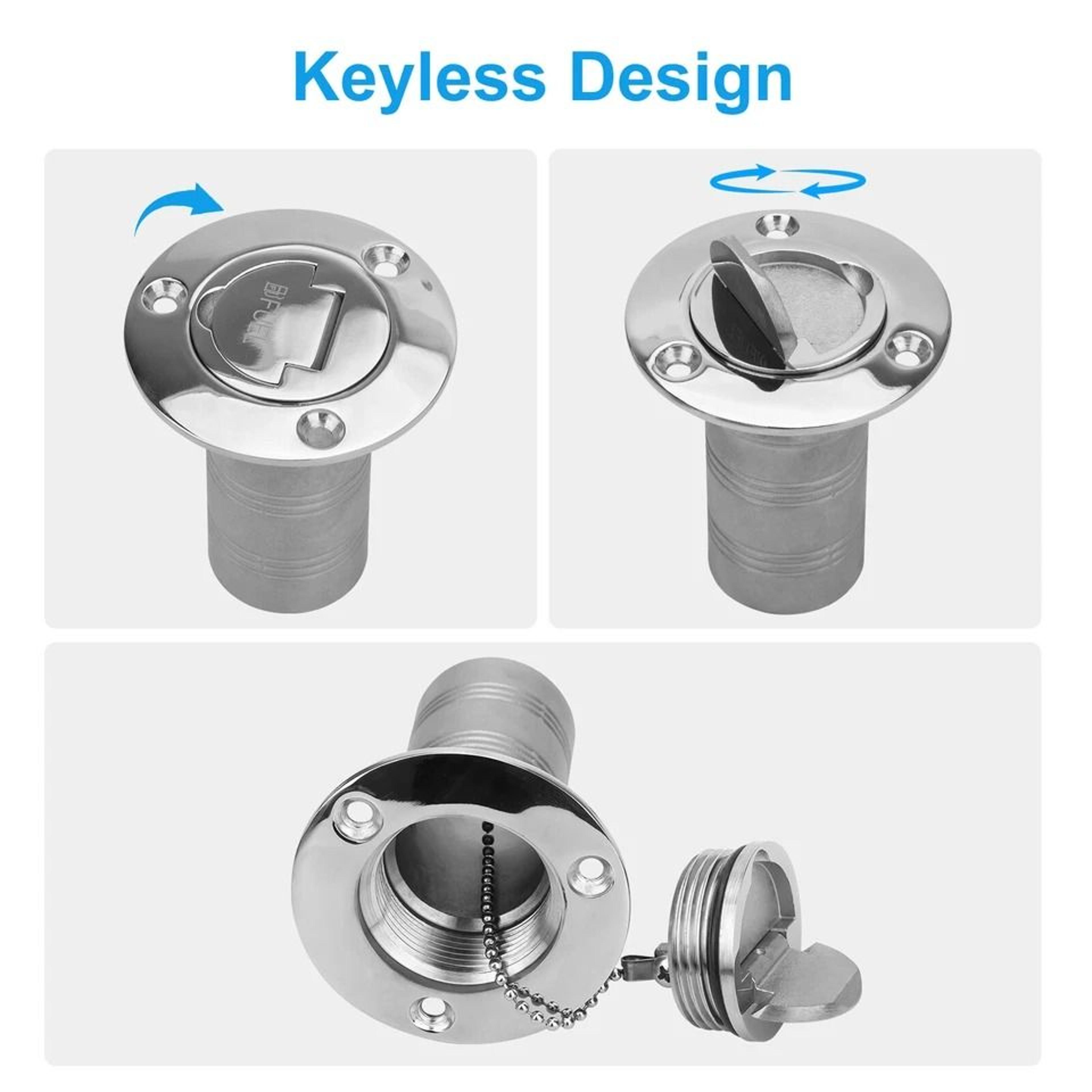 Keyless Cap Fuel Deck Filler Stainless Steel Marine Hardware For Boats Yachts Fishing Vessels 3