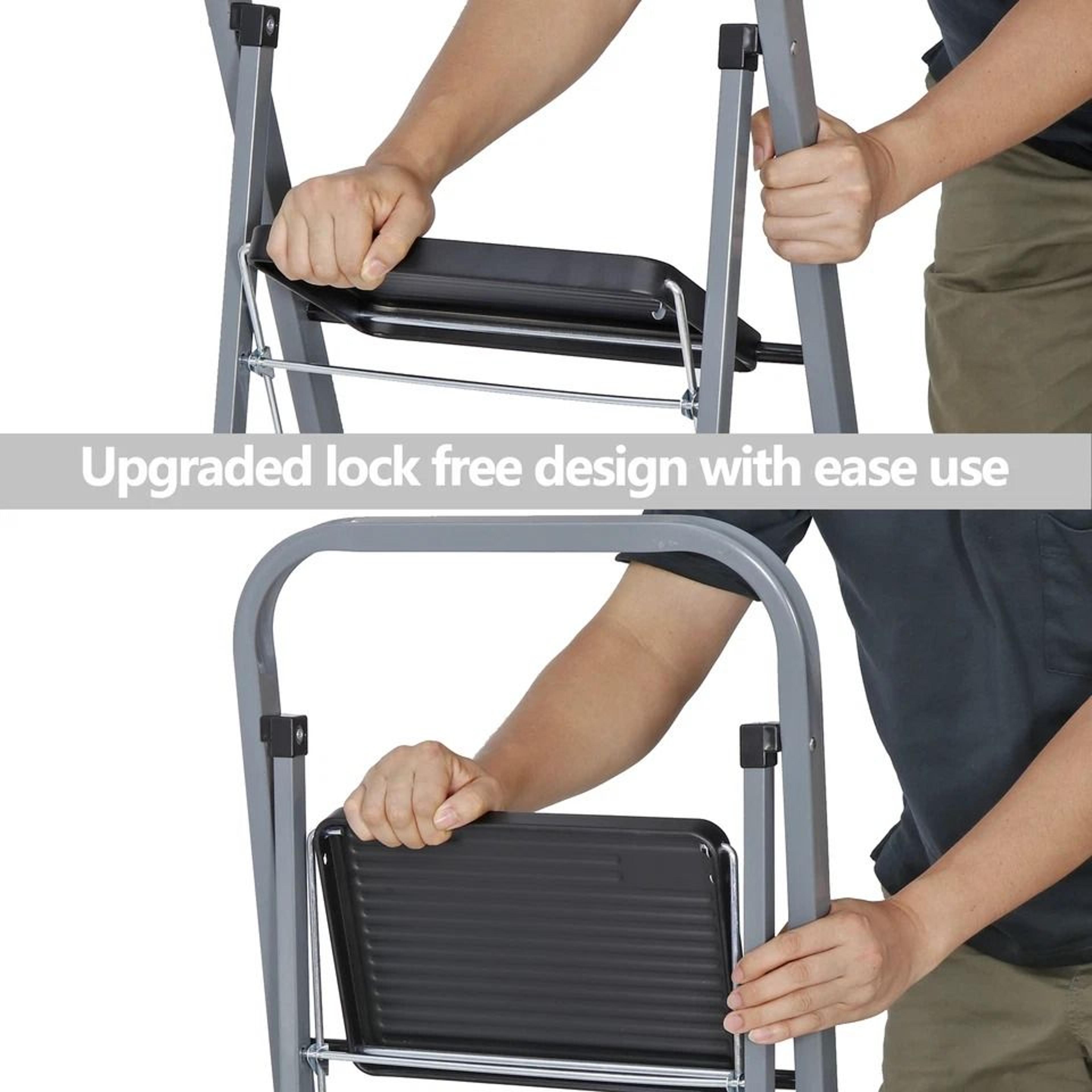Folding Ladder Convenient Handgrip Portable Step Stool AntiSlip Pedal SpaceSaving Heavy Duty Design 1