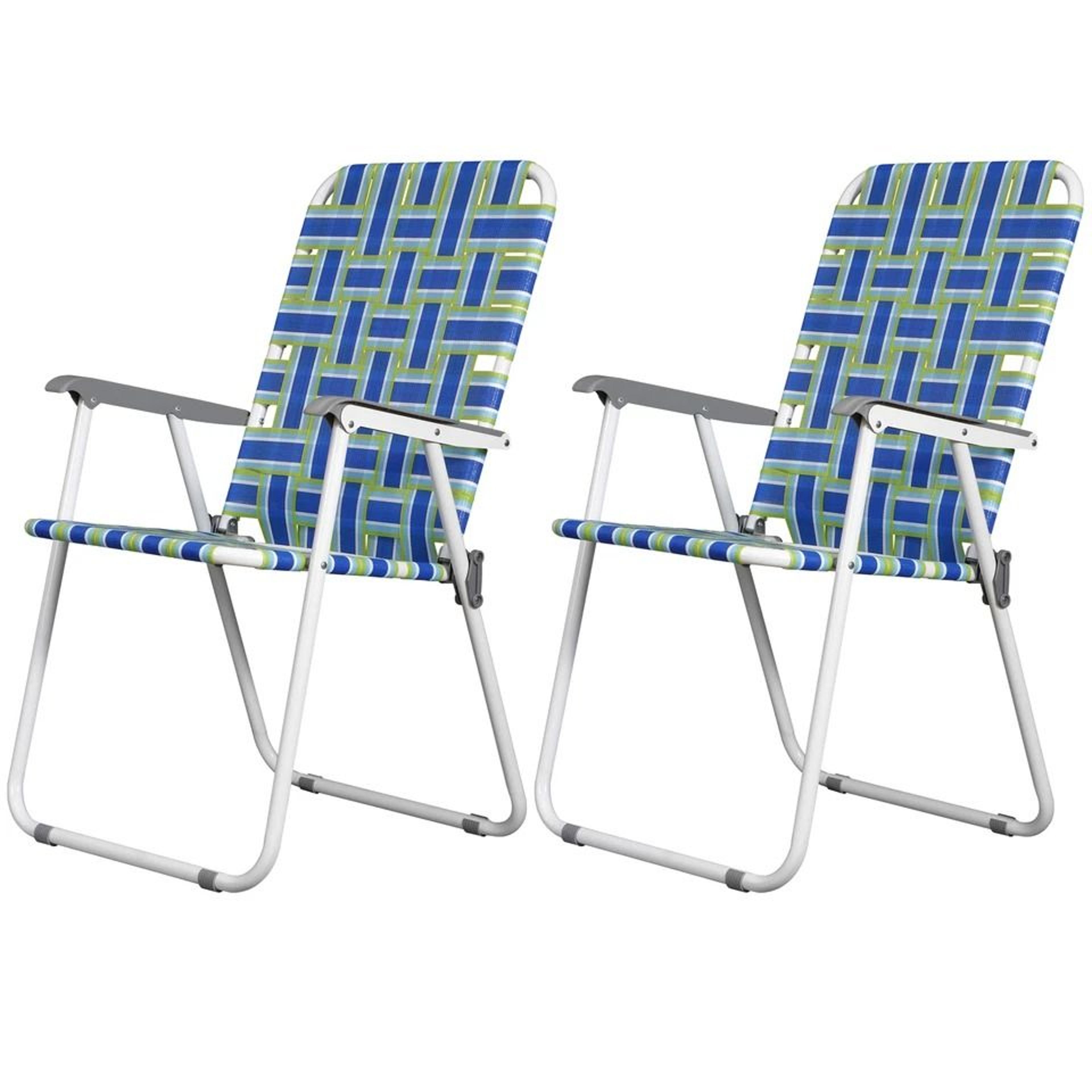 Outdoor Webbed Lawn Chair Patio Folding Beach Chairs Steel Frame Lightweight Comfortable Breathable 5