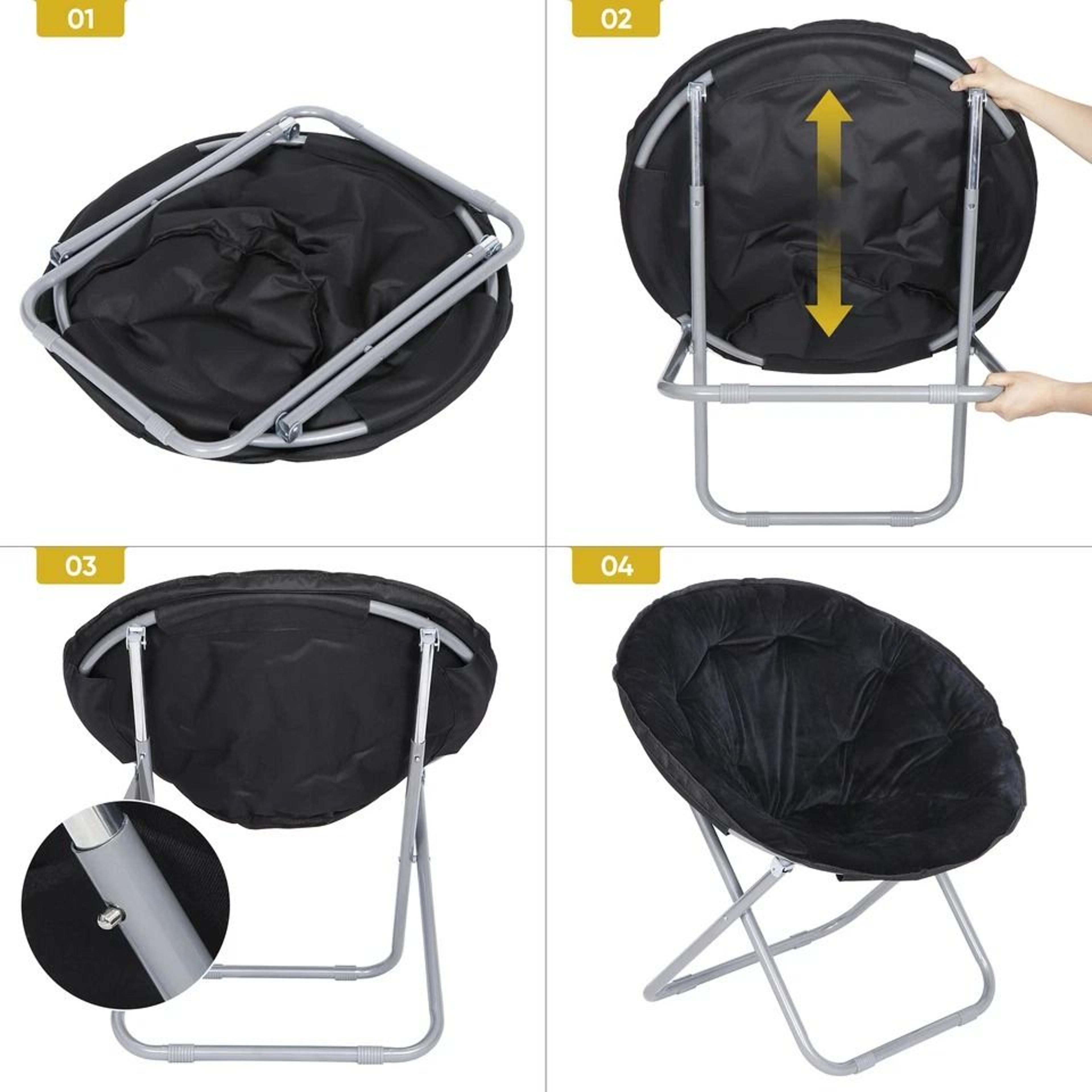 Portable Faux Fur Saucer Chair Folding Saucer Chair For Adults And Kids Cozy Chair For Living Room  11