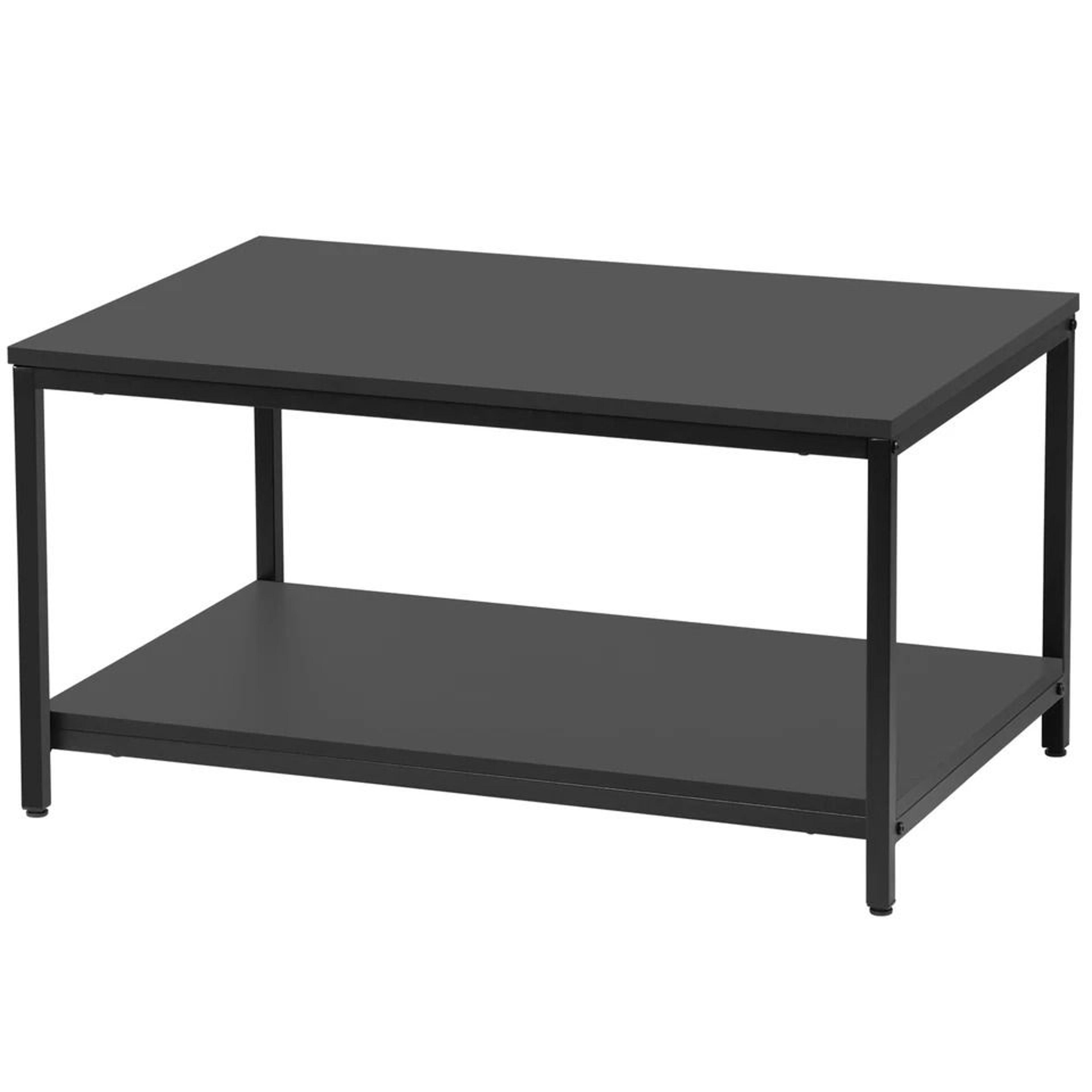 Rustic Black Tier Small Coffee Table Wood Rectangle Side End Table Storage Shelf Sturdy Metal Frame 1
