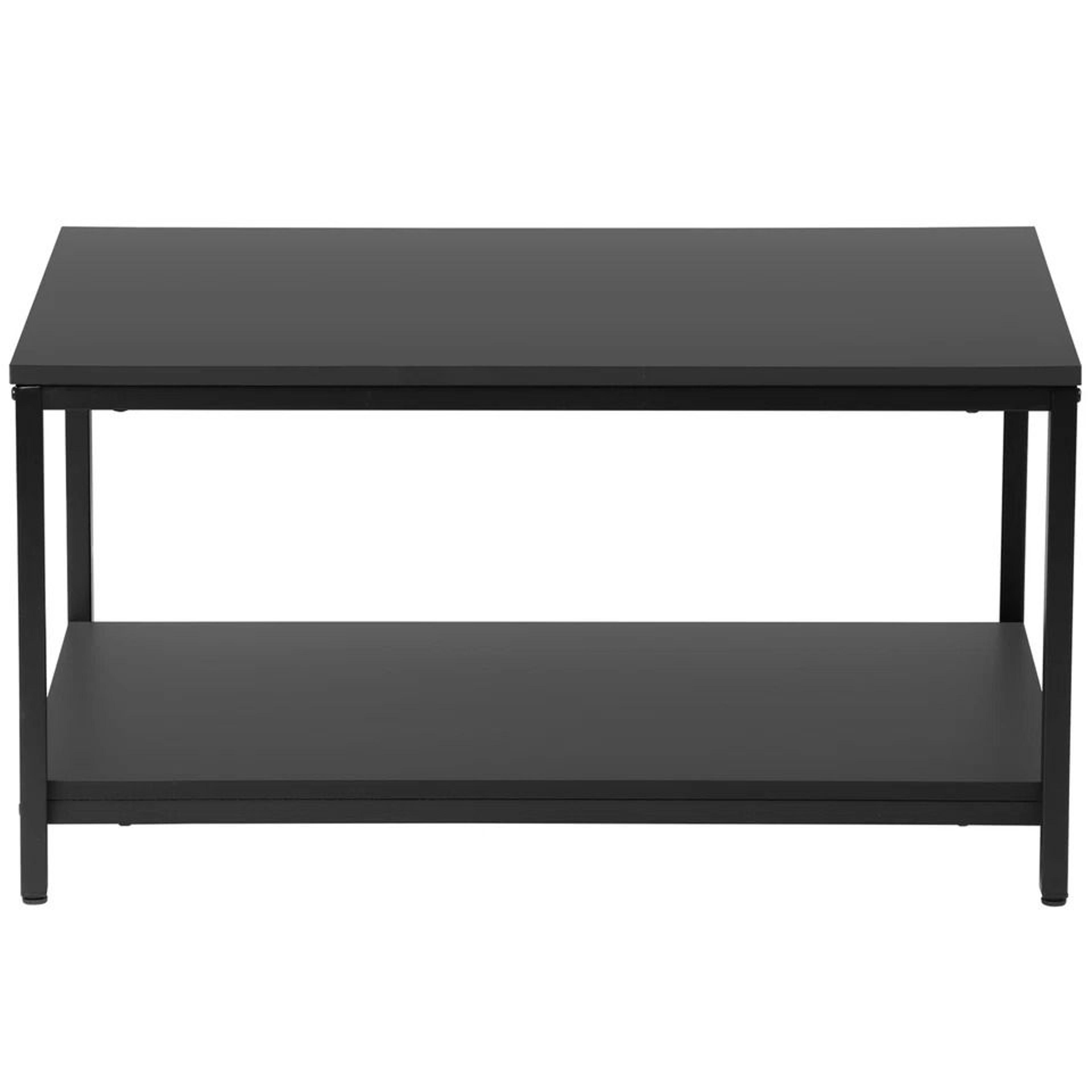 Rustic Black Tier Small Coffee Table Wood Rectangle Side End Table Storage Shelf Sturdy Metal Frame 3