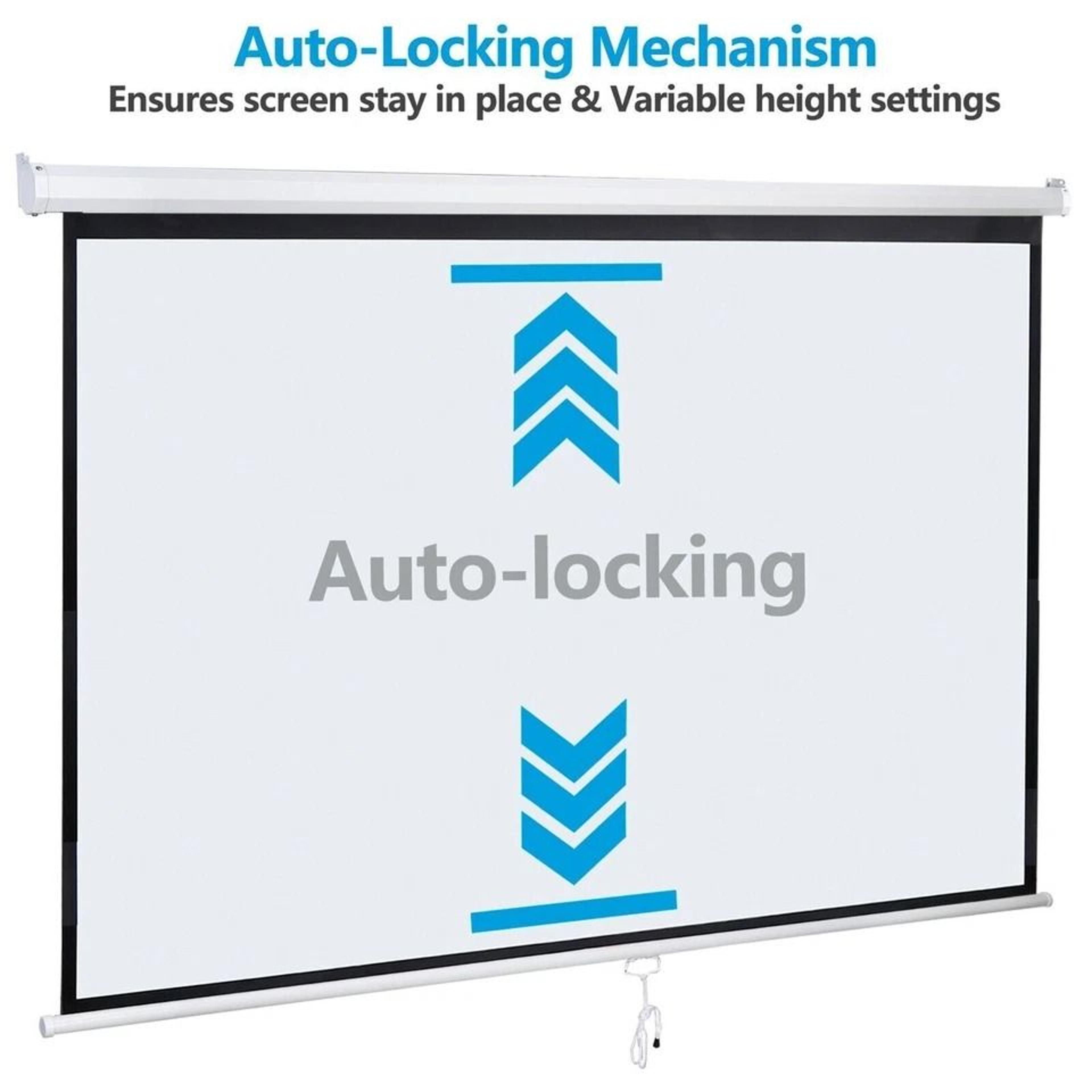 HD Manual Pull Down Projection Screen Portable Projector Screen Movie Screen Aspect Ratio White 7