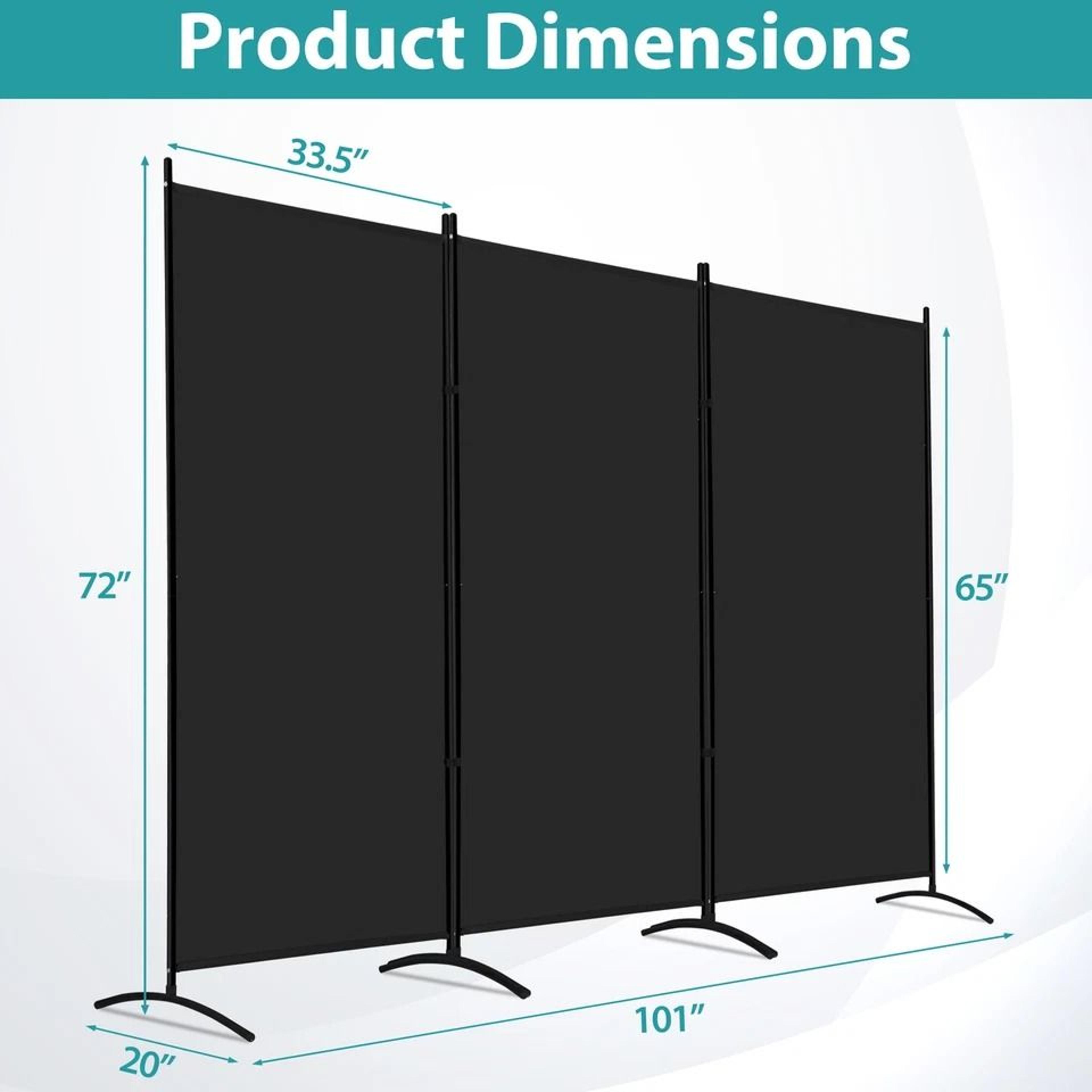 Tall Folding Privacy Screens Partition Panel Room Divider Separator Black Versatile Partition For P 2