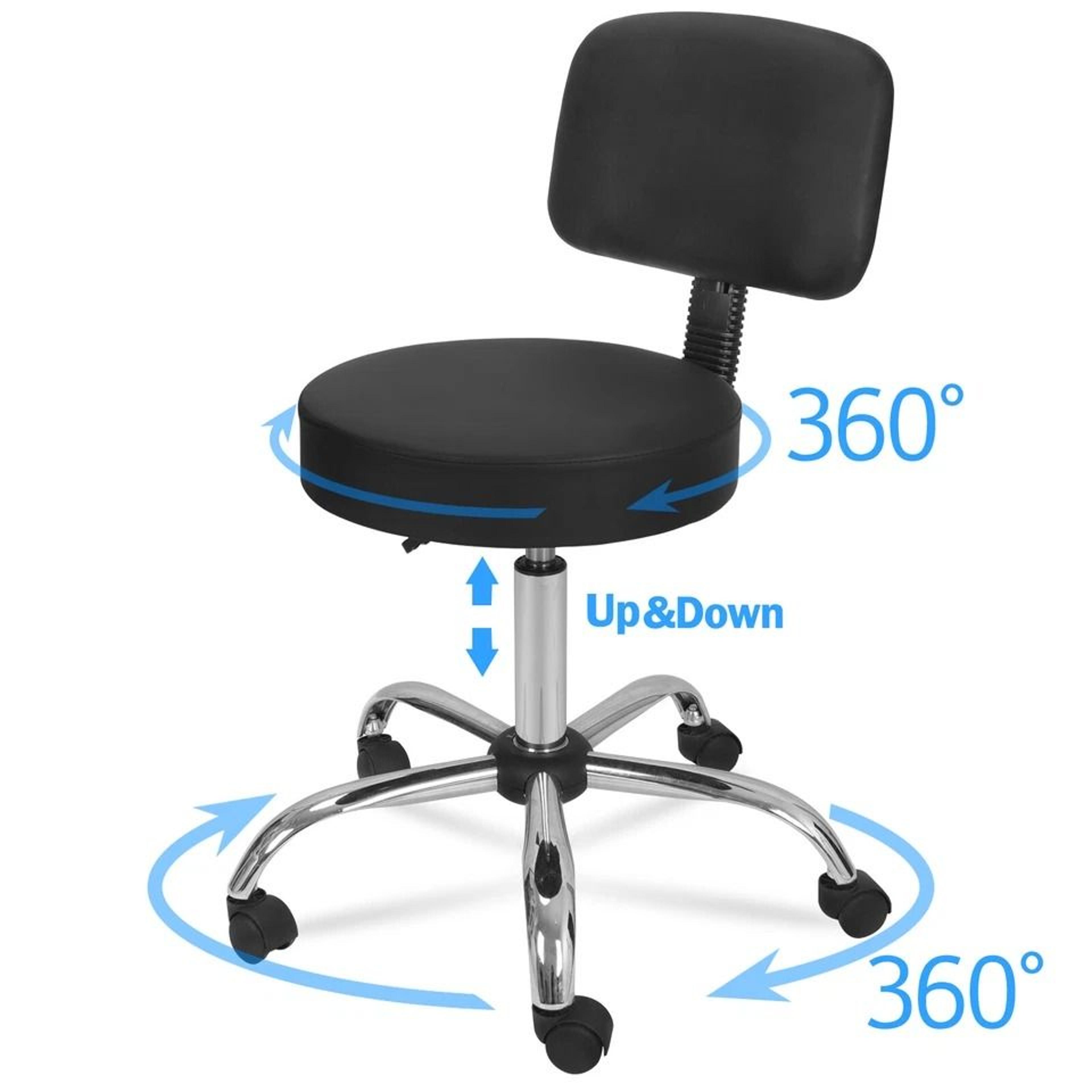 Adjustable Hydraulic Rolling Stool With Swivel Seat Back Support Chair For Salon Spa Tattoo Studio  5