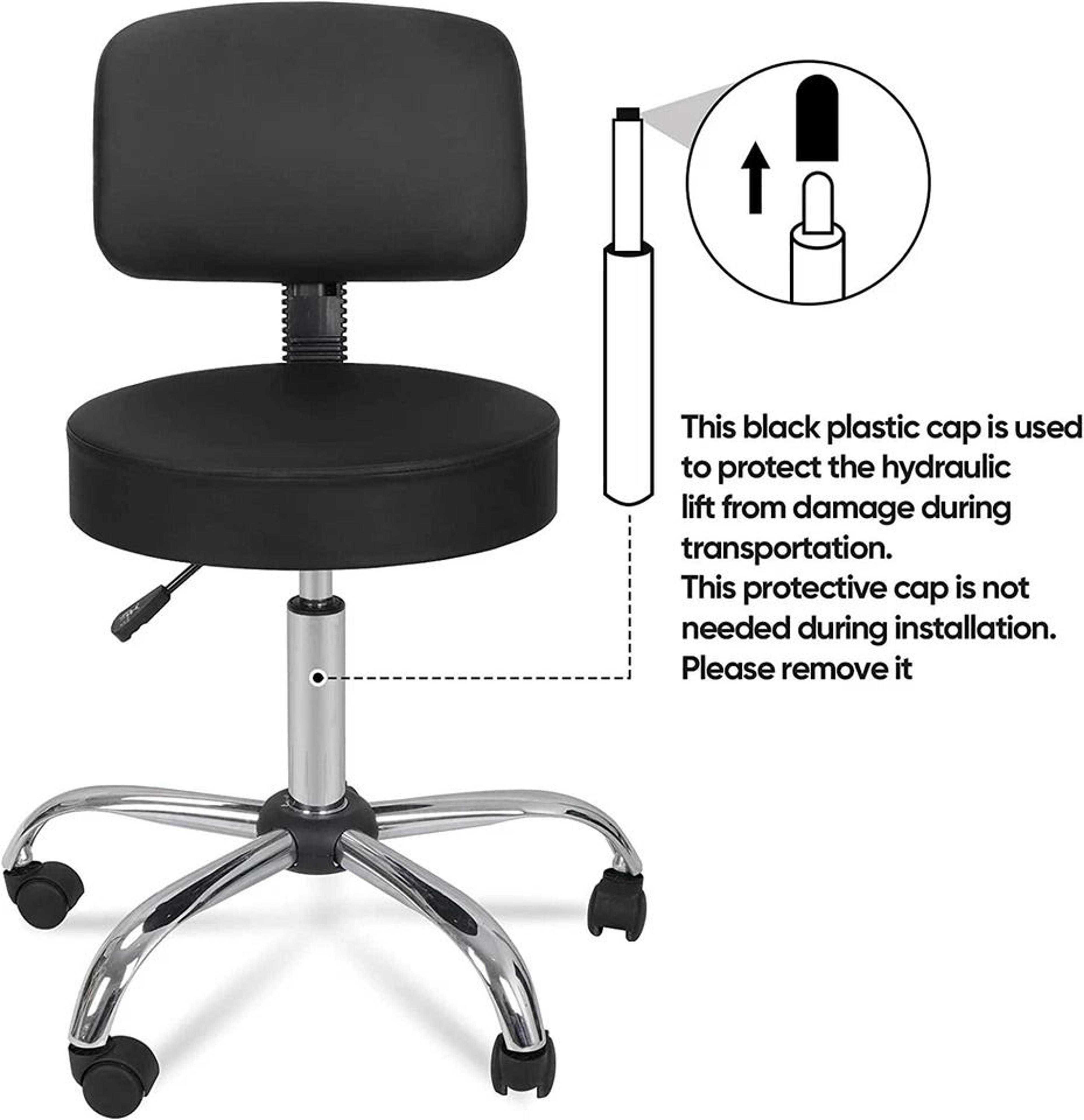 Adjustable Hydraulic Rolling Stool With Swivel Seat Back Support Chair For Salon Spa Tattoo Studio  7