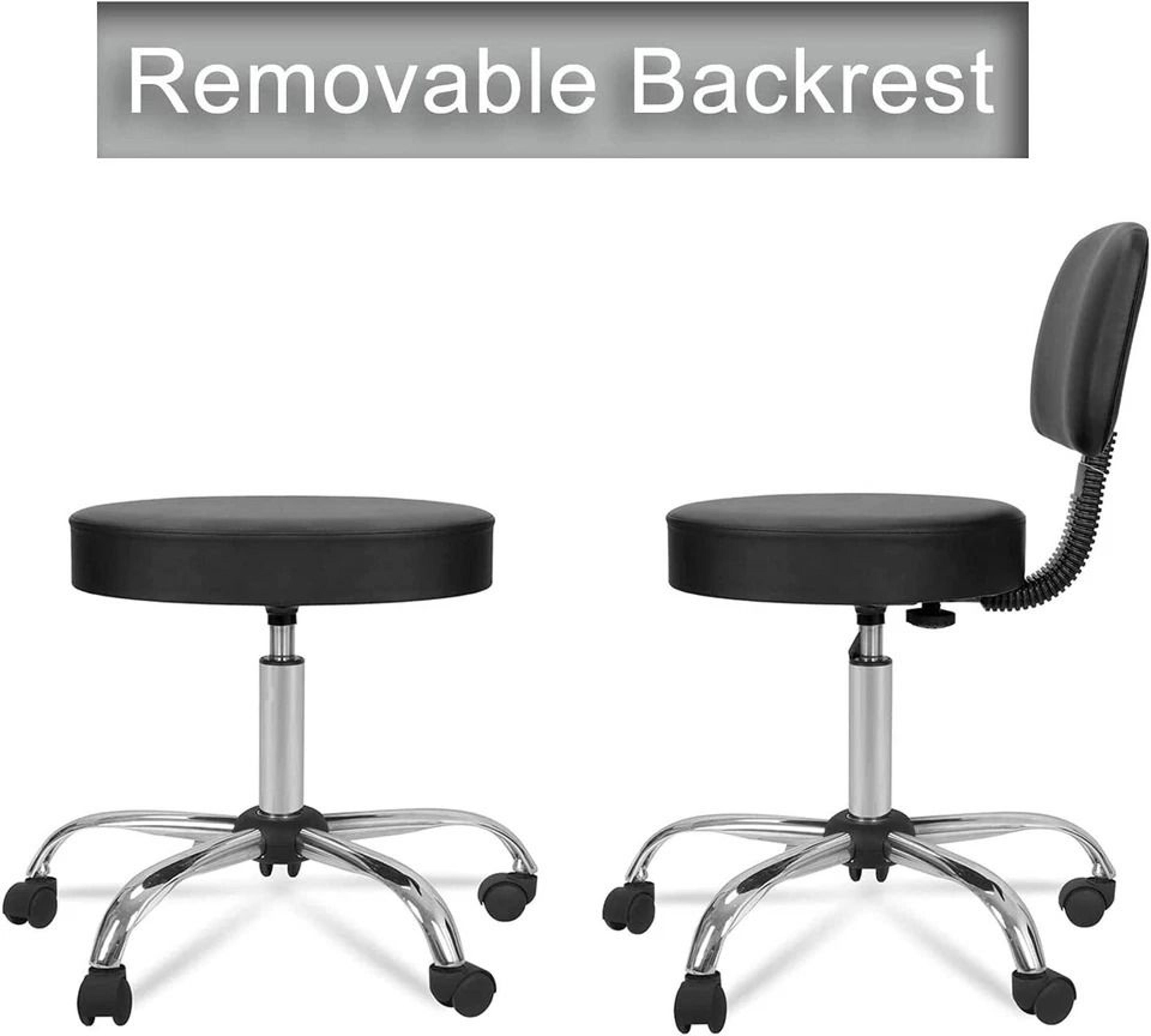 Adjustable Hydraulic Rolling Stool With Swivel Seat Back Support Chair For Salon Spa Tattoo Studio  8