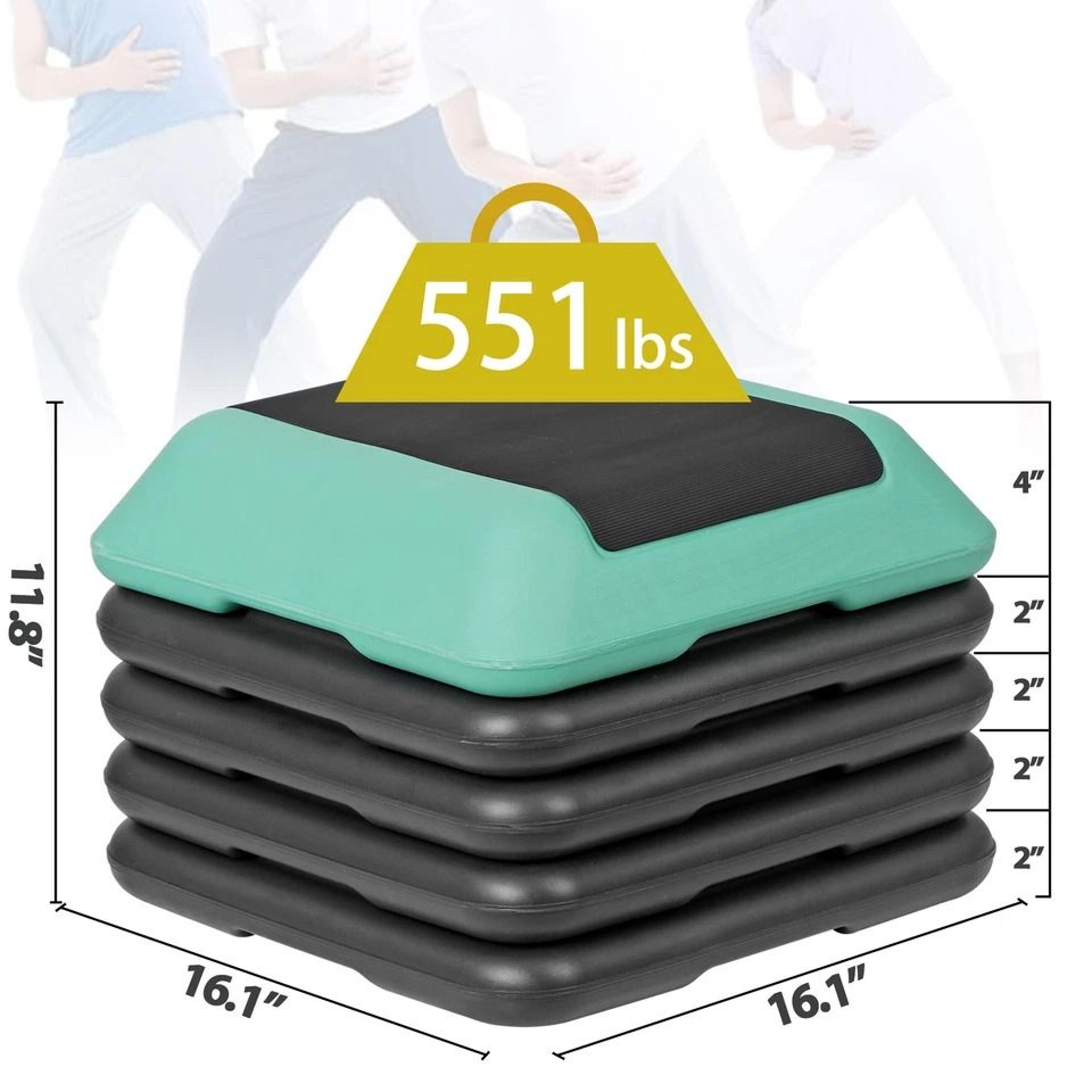 High Step Aerobic Platform Stepper Adjustable With Risers Perfect For Home Use GreenGray 11