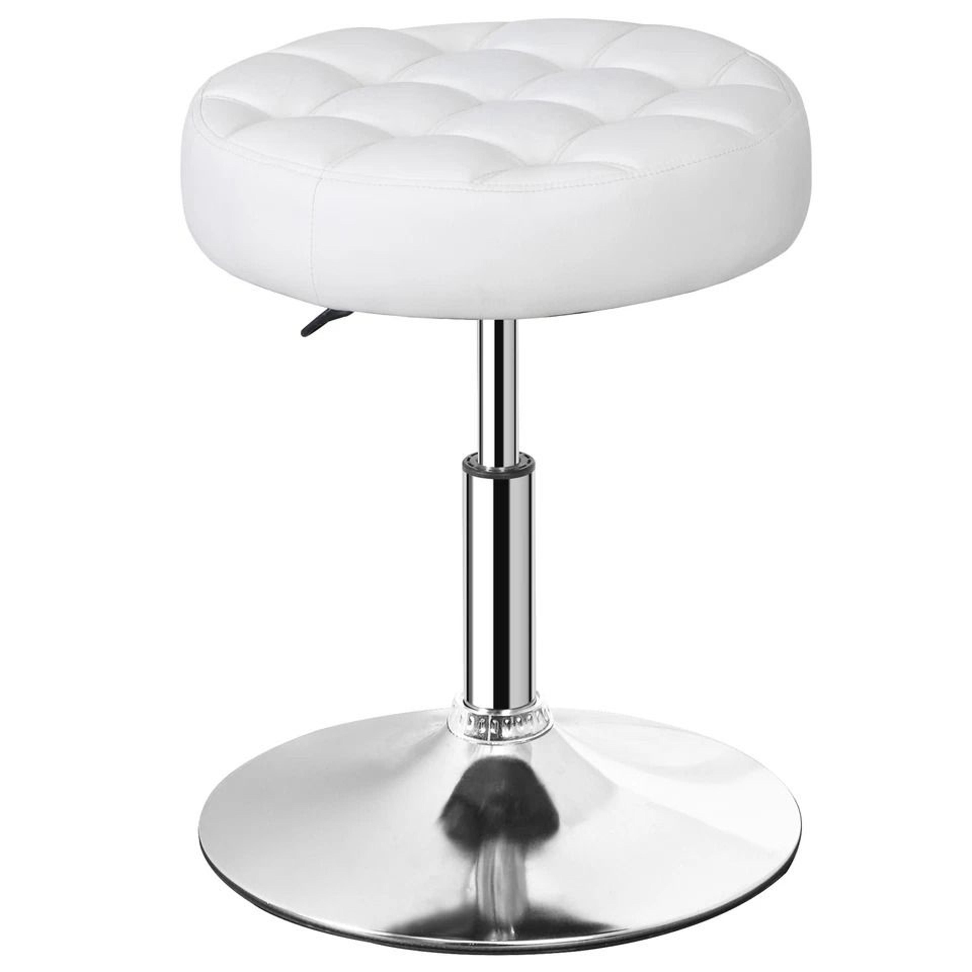 Adjustable Swivel Vanity Stool Chair Round Ottoman For Bedroom Comfortable PU Leather 1