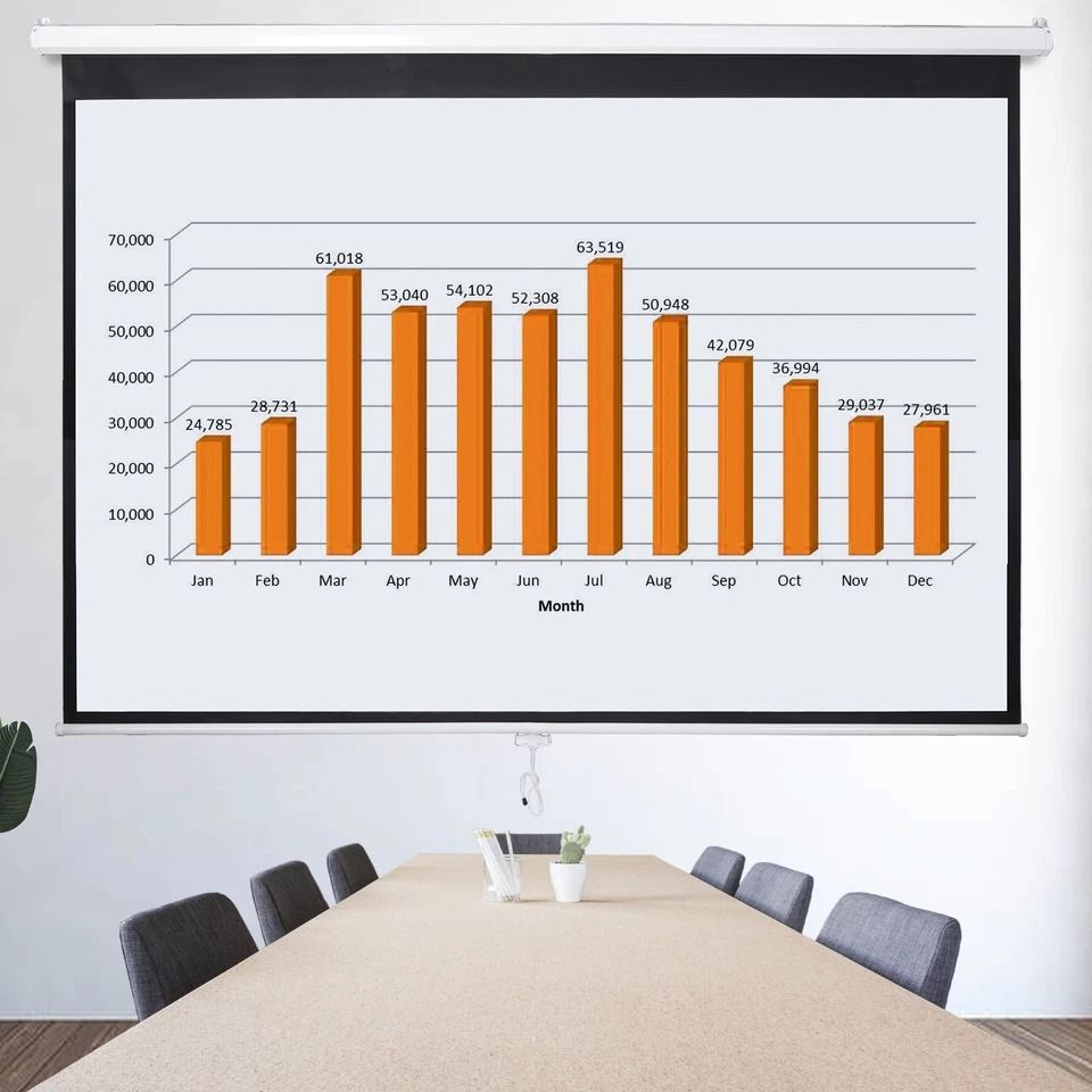 White Portable Projector Screen HD Home Theater Movie Viewing Easy Wall Or Ceiling Mount 6