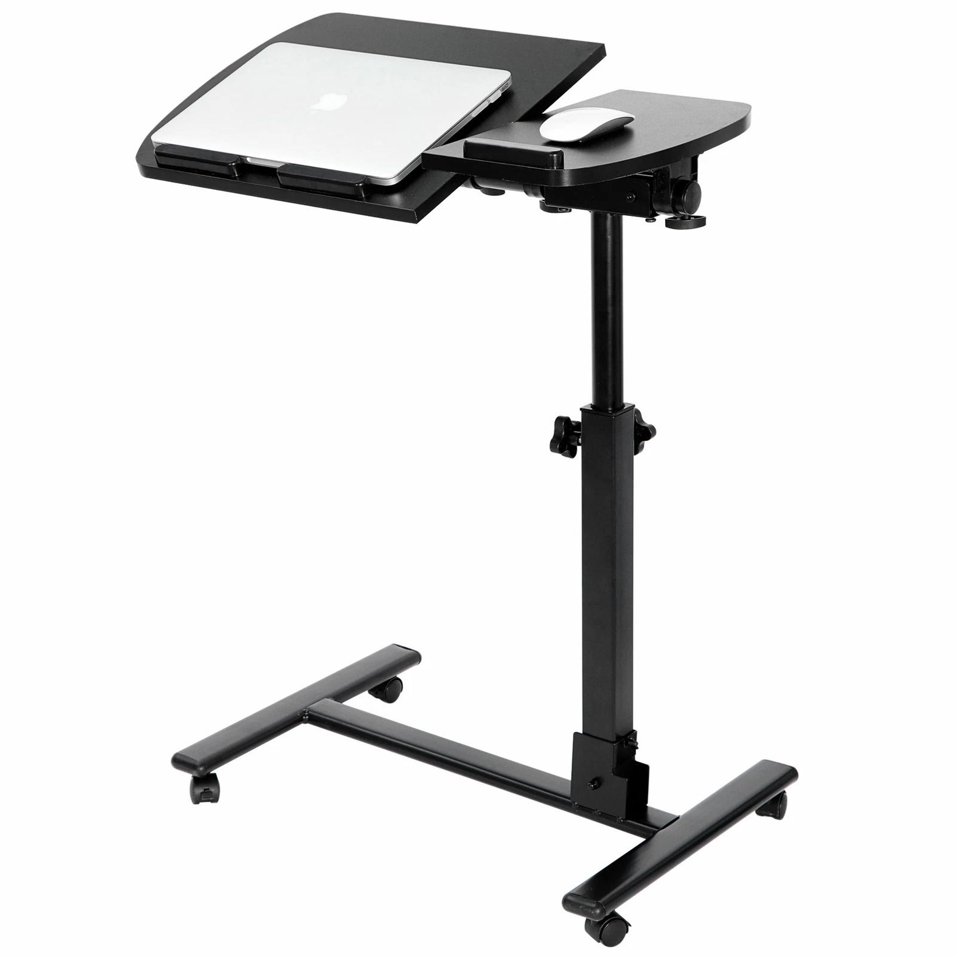 adjustable wood mobile laptop table, corner computer desk, tray workstation for home or office use