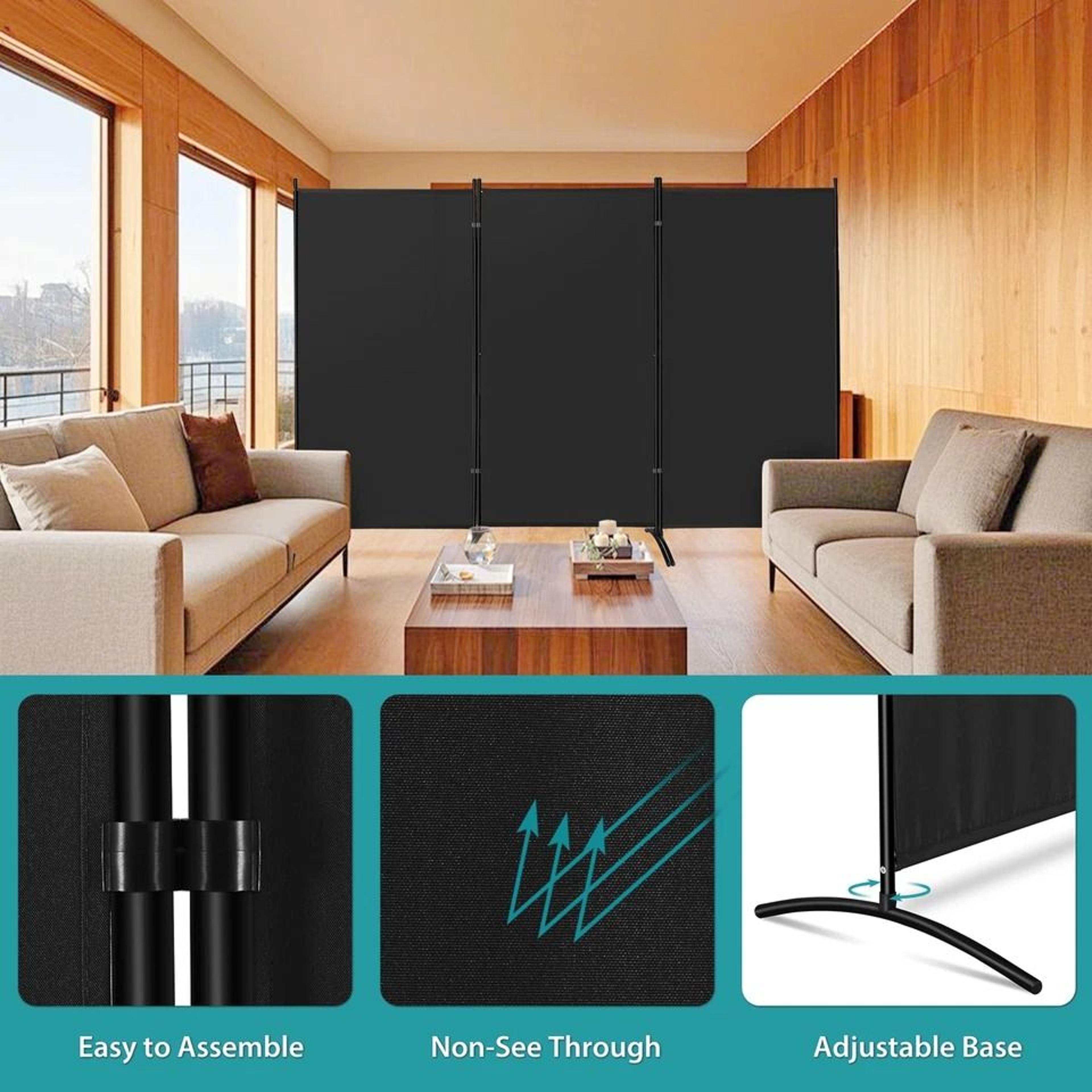 Folding Partition Room Dividers Black Panel Screen Divider Adjustable Privacy Wall For Office Studi 4
