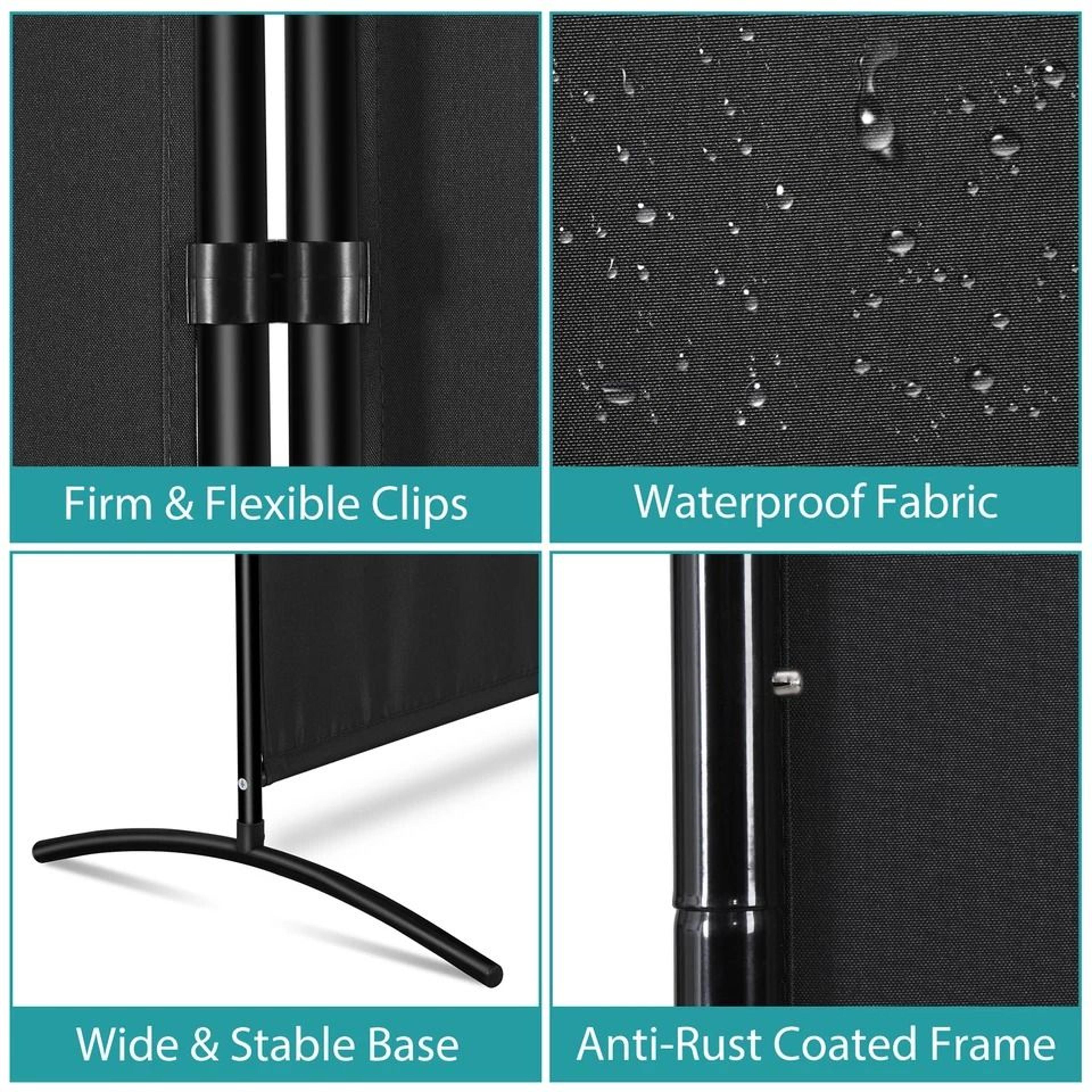 Folding Partition Room Dividers Black Panel Screen Divider Adjustable Privacy Wall For Office Studi 5