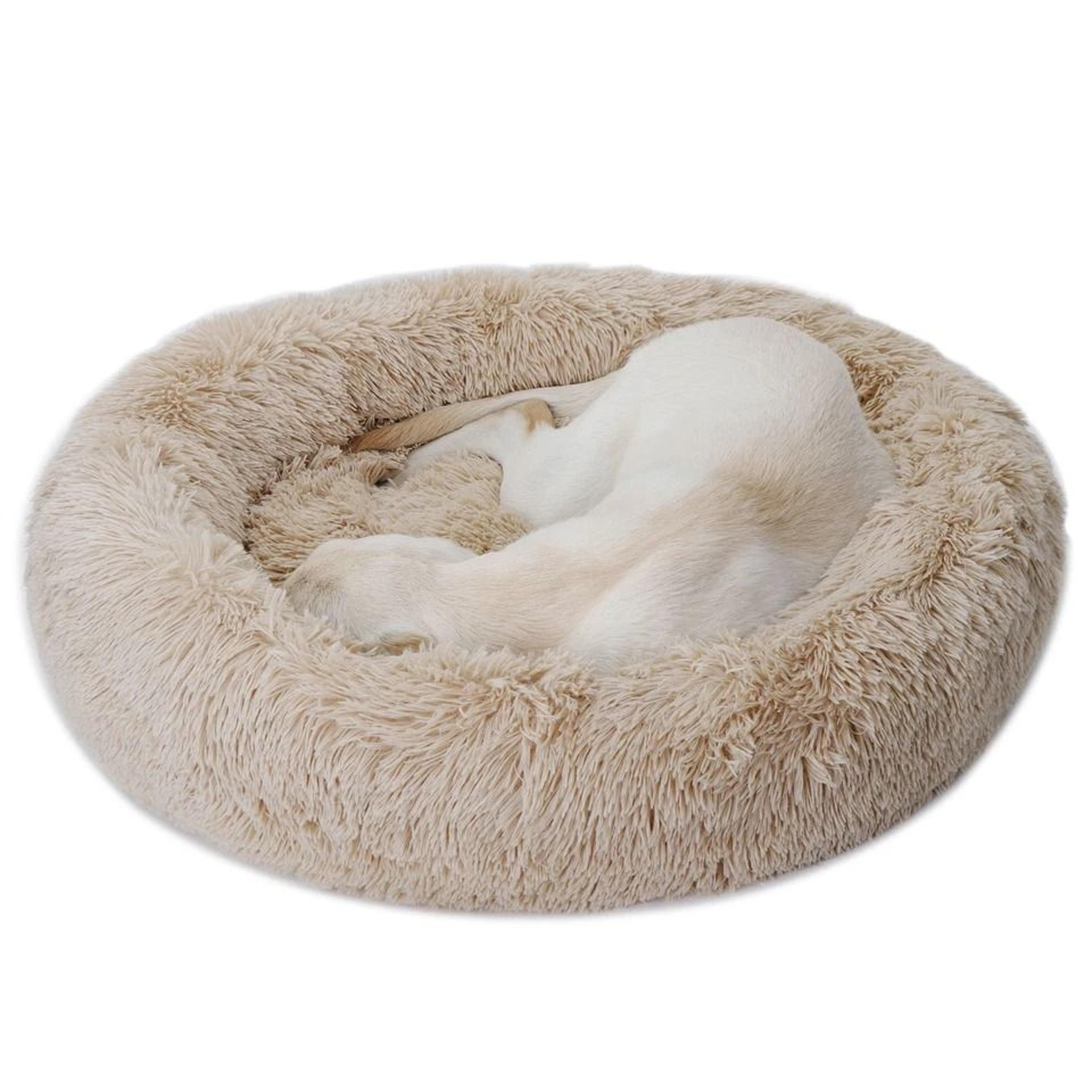 Soft Warmer Fur Donut Cuddler Pet Bed NonToxic Dog Beds Calming For Cats And Dogs Medium Small Size 2
