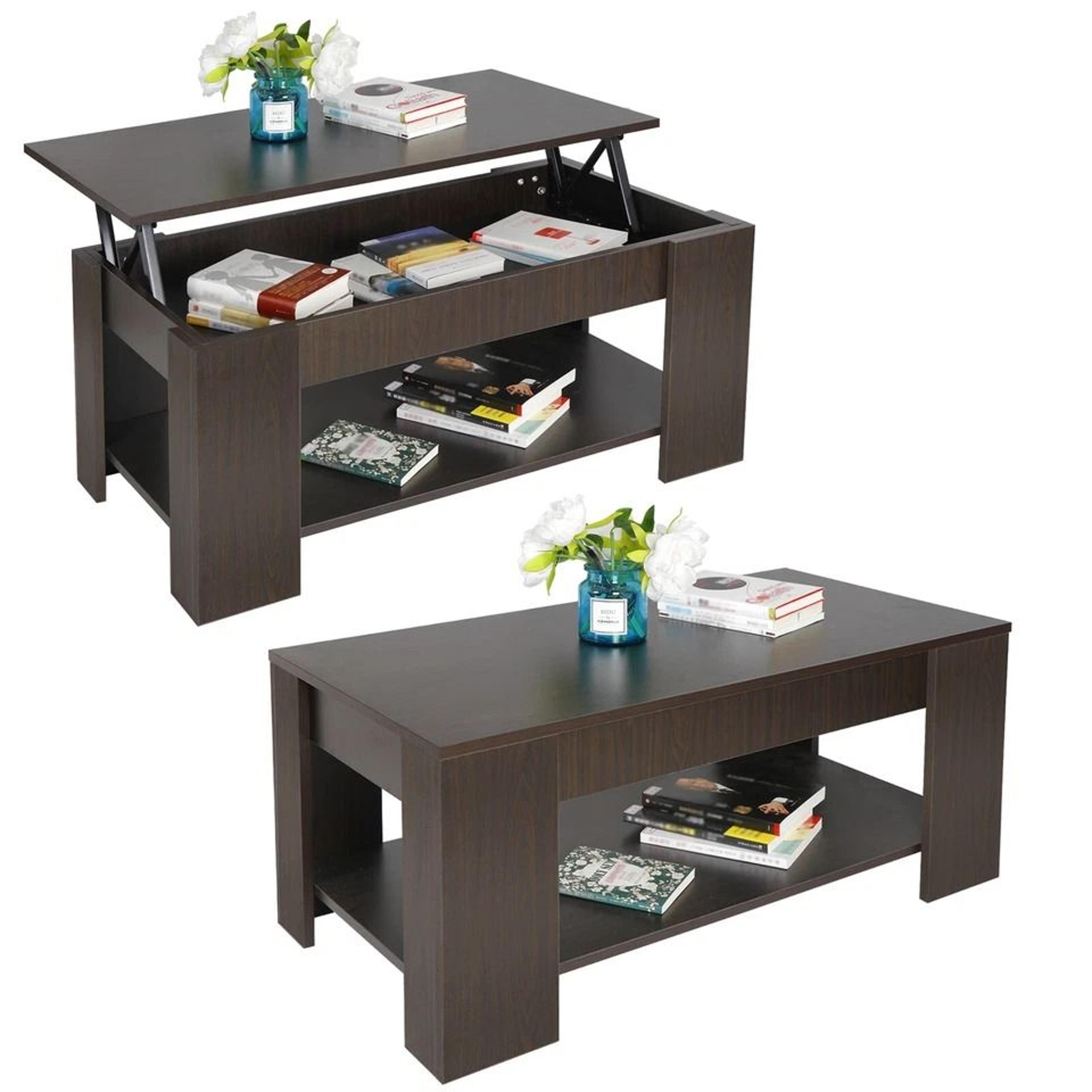 Black Liftup Coffee Table With Hidden Storage Luxury Unique Design Durable Tea Table For Modern Hom