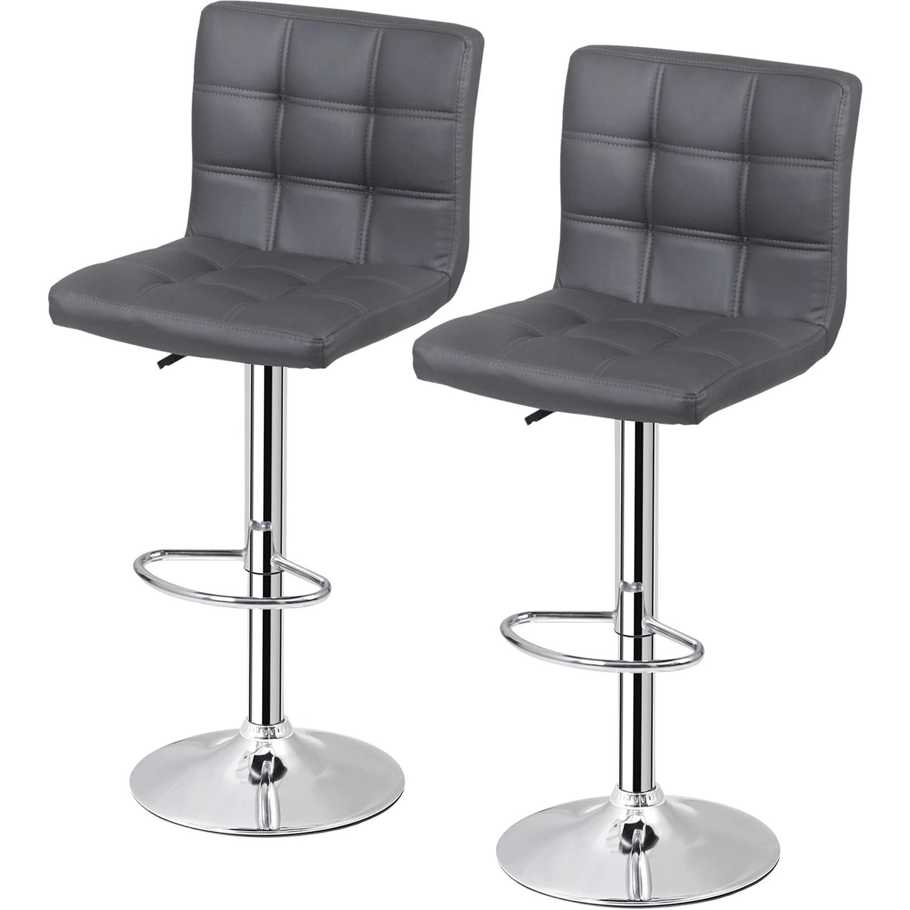 stylish gray pu leather bar stools, adjustable height, swivel, and backrest for counter use, perfect for kitchens