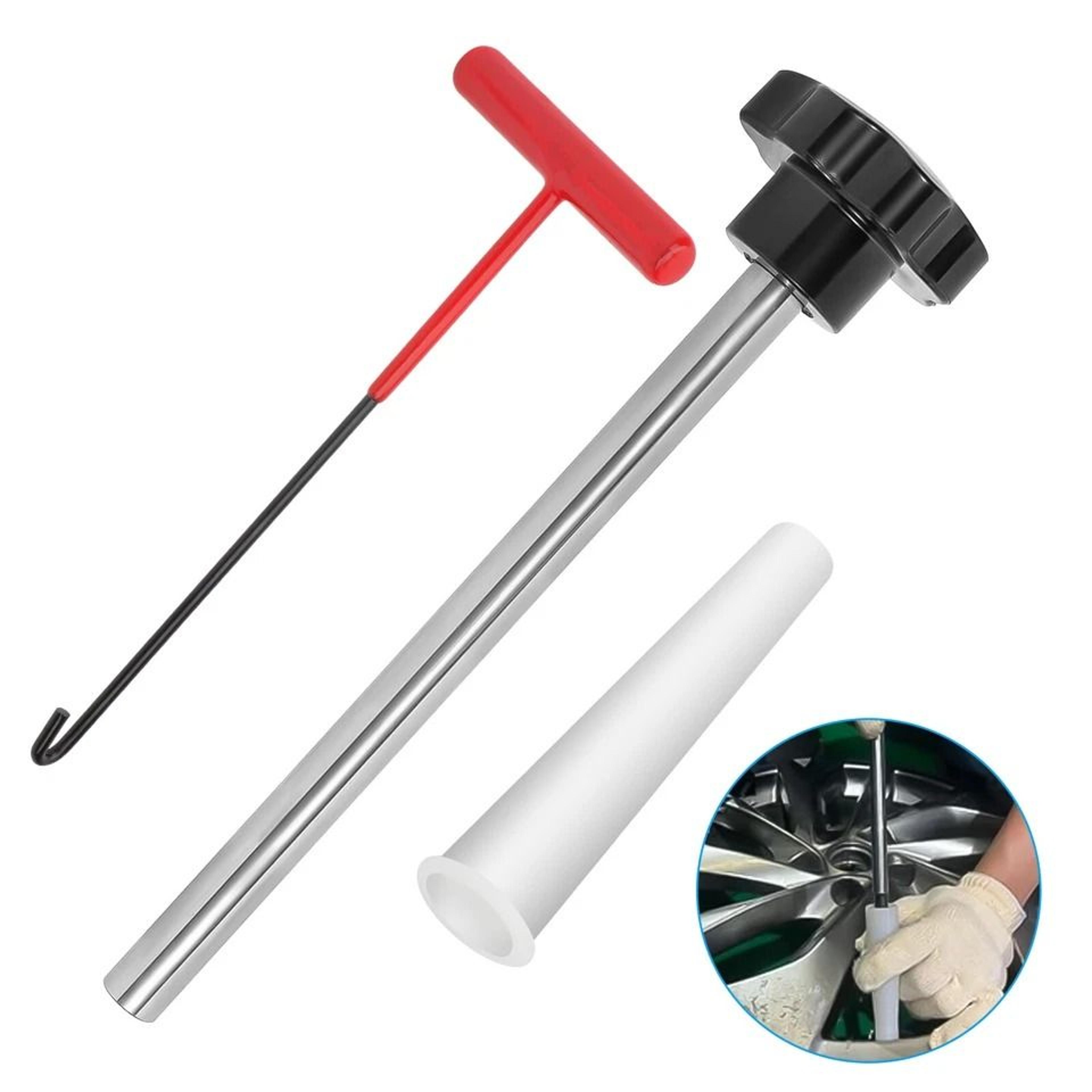 quick change car tire valve replacement tool kit, valve core tool for cars, trucks, motorcycles, and more