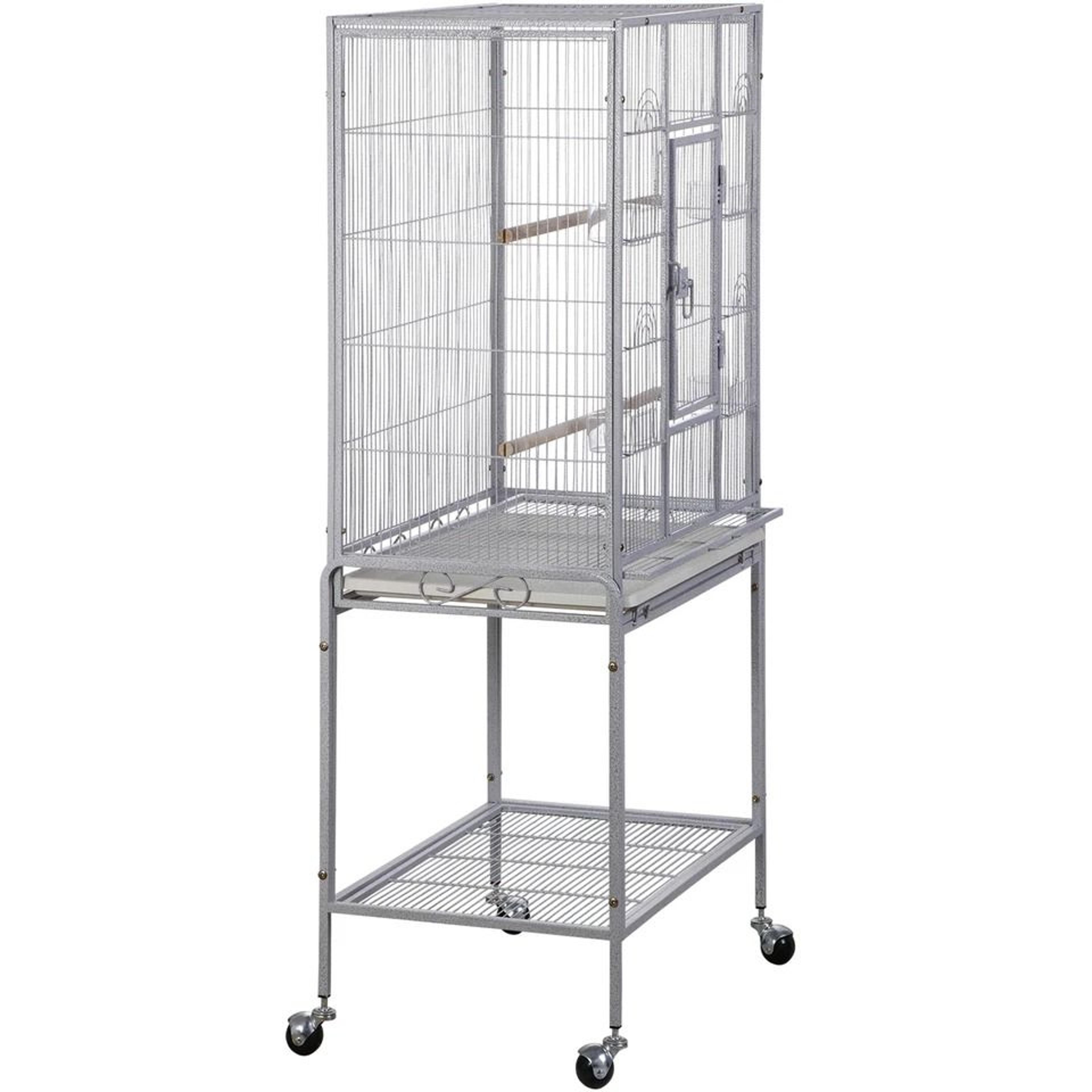 Spacious Parrot Finch Macaw Cage With Feeding Bowls Rollable Stand Removable Tray And Sturdy Metal