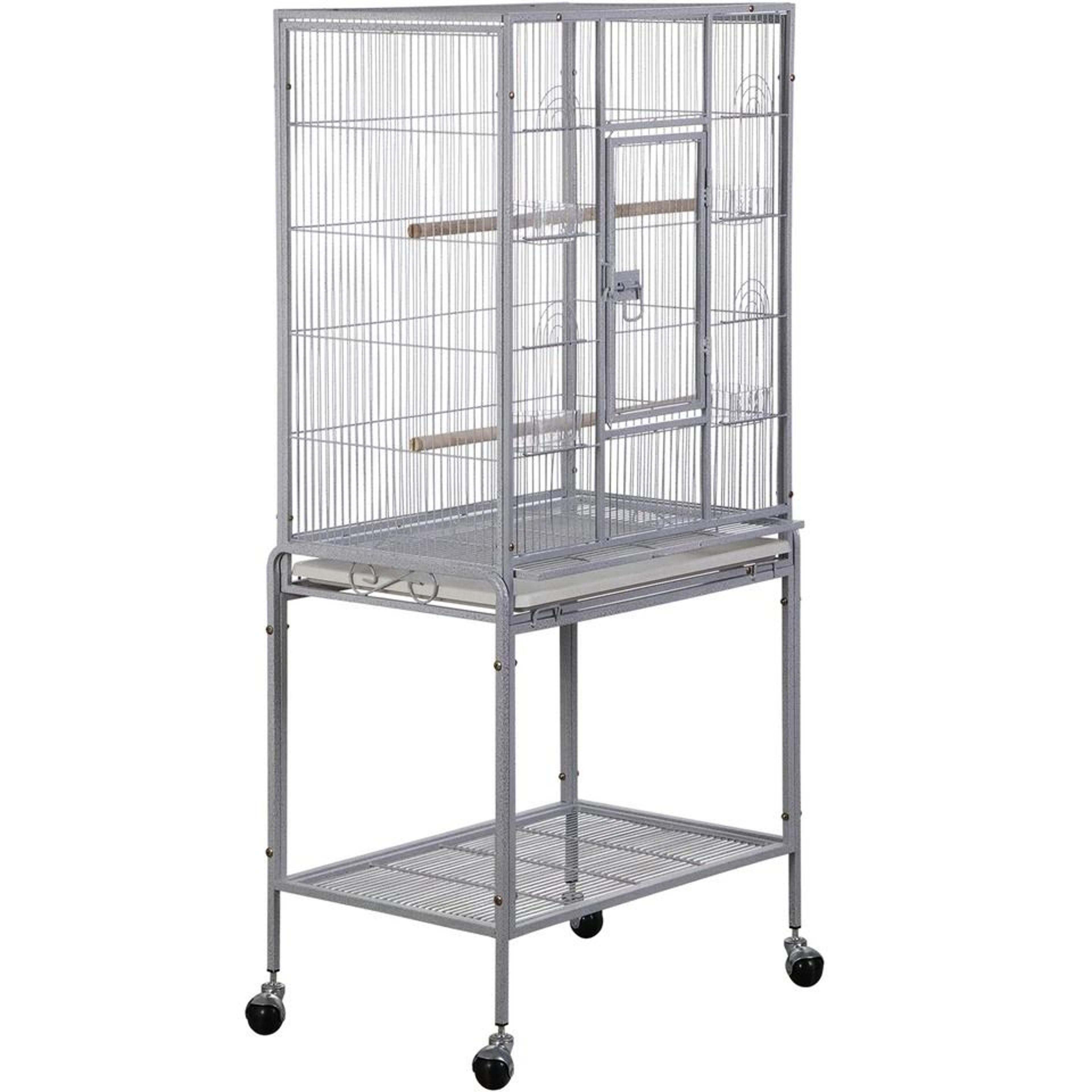 Spacious Parrot Finch Macaw Cage With Feeding Bowls Rollable Stand Removable Tray And Sturdy Metal