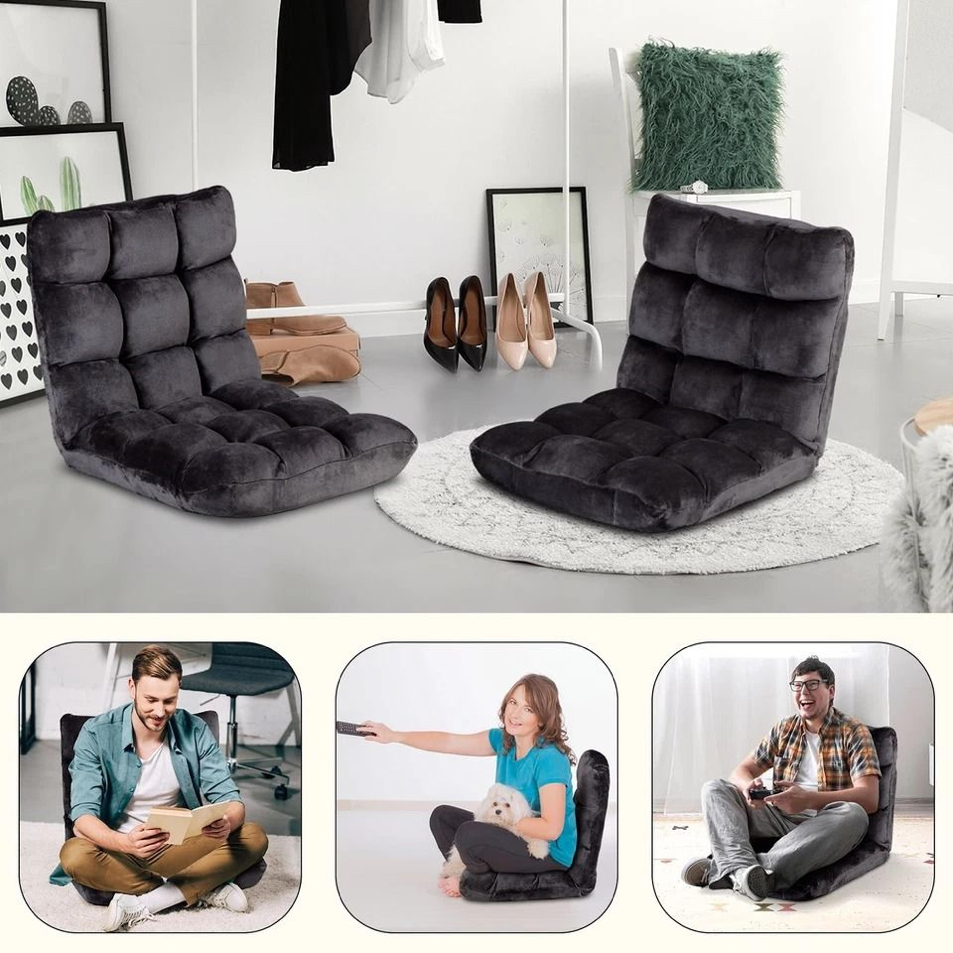Adjustable Folding Floor Gaming Chair Black Lounger Sofa Recliner Bed Couch Lazy Seat For Comfortab 4