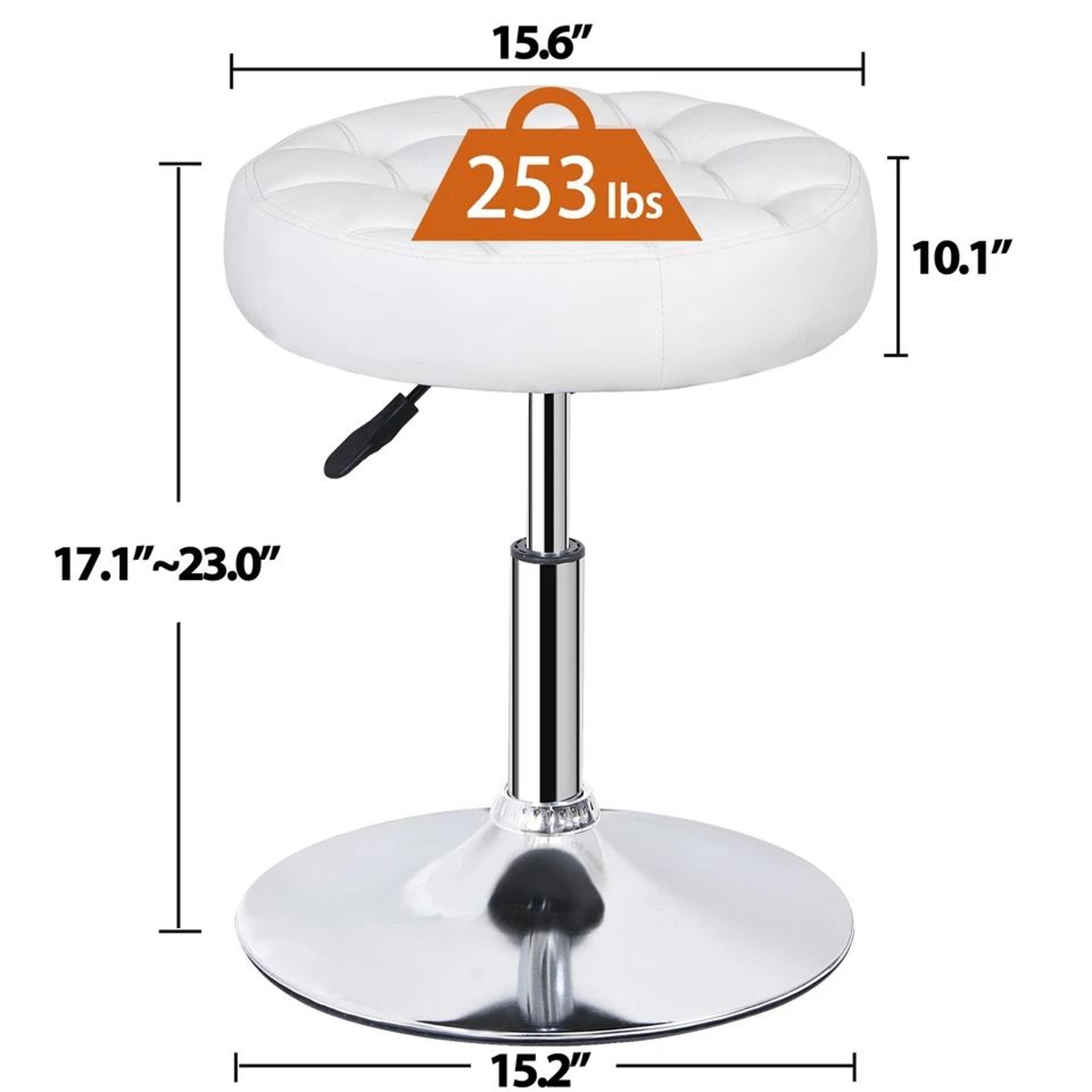 Vanity Stool Adjustable Height Swivel PU Leather Ottoman Chair Makeup Stool For Bedroom Office And  1