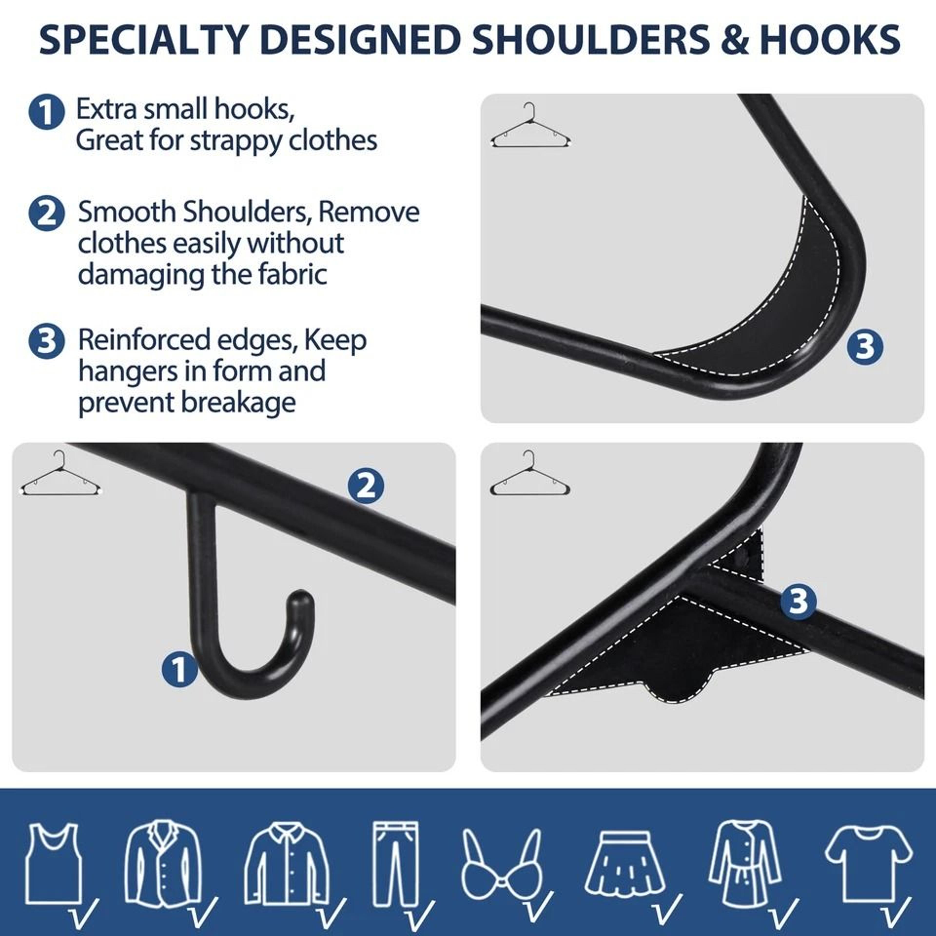 Durable Plastic Clothes Hangers Space Saving With Hooks 16
