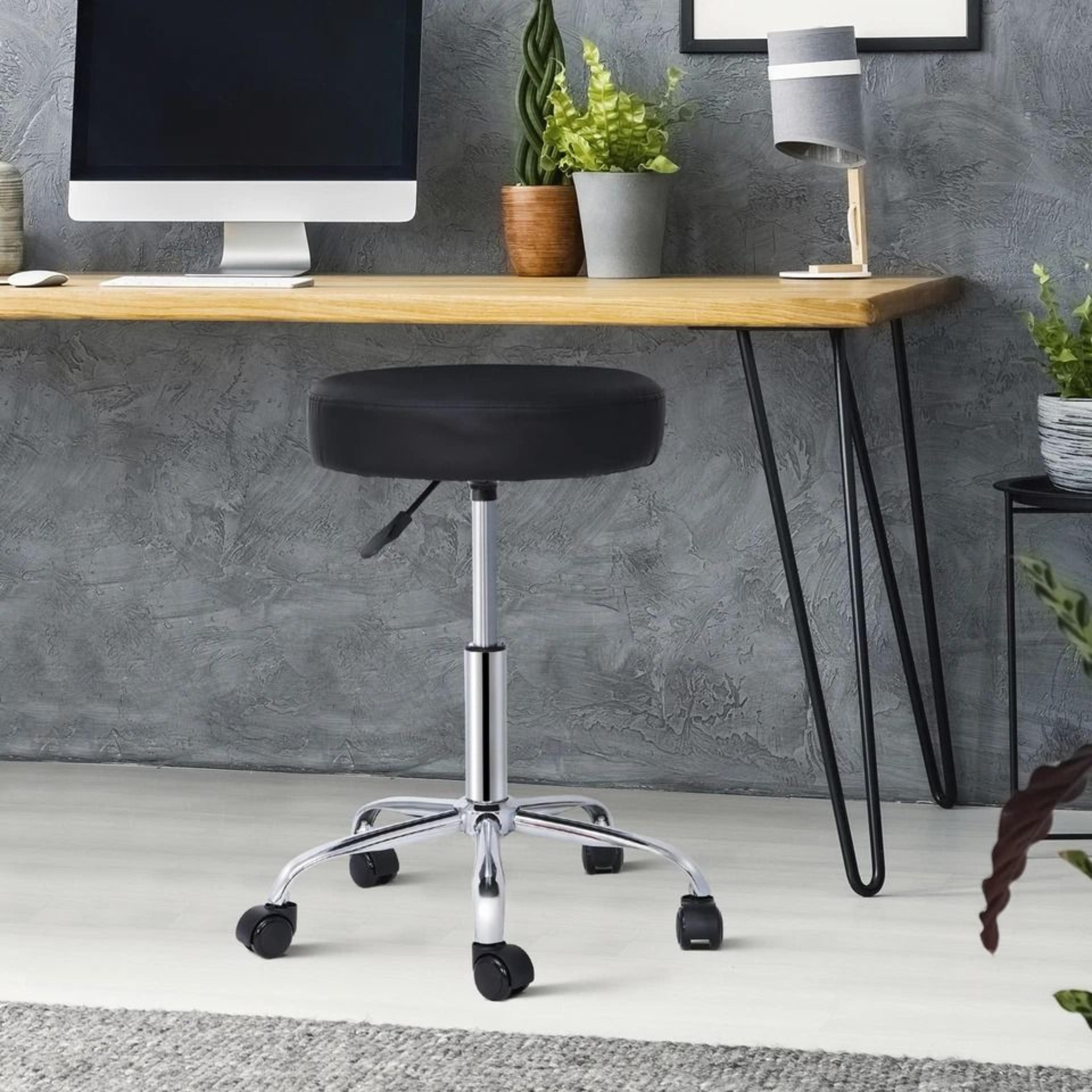Black Adjustable Hydraulic Stool For Salon Thick Pad Swivel Chair 4