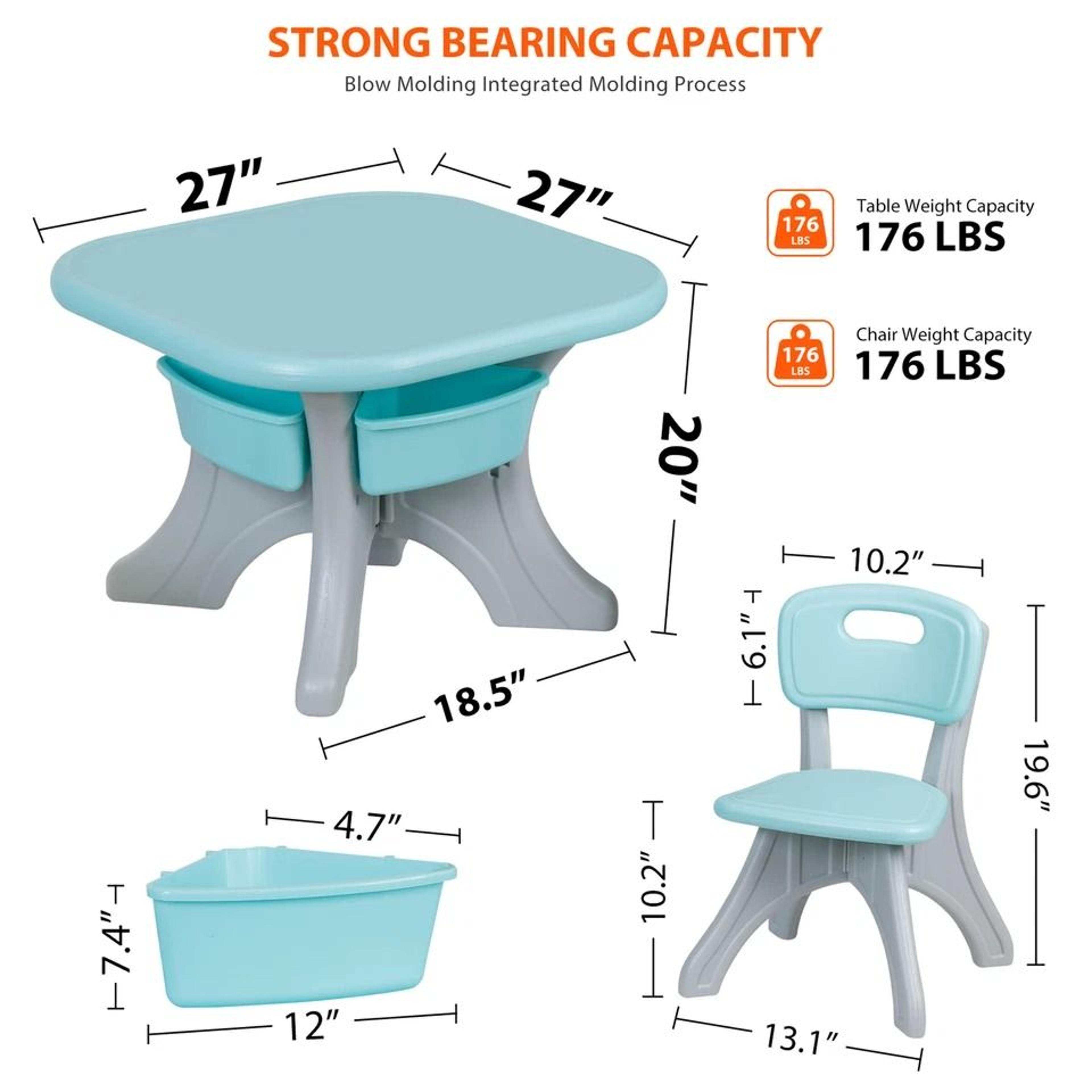 Detachable Kids Play Table And Chairs Set Toddler Learning Table With Storage Pocket 1