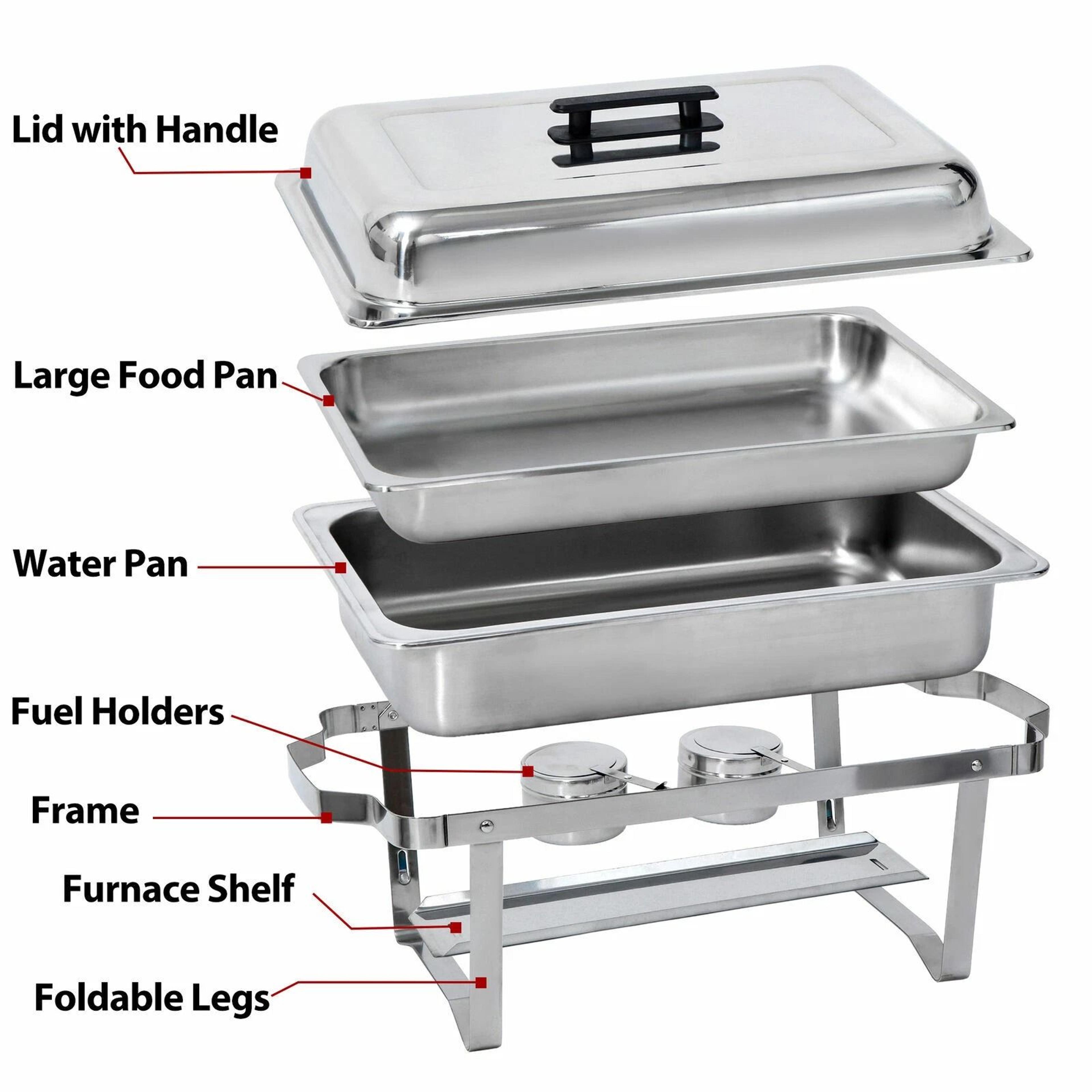 Food Warmer Chafer Chafing Dishes Stainless Steel Durable Foldable Frame Professional Catering Use 8