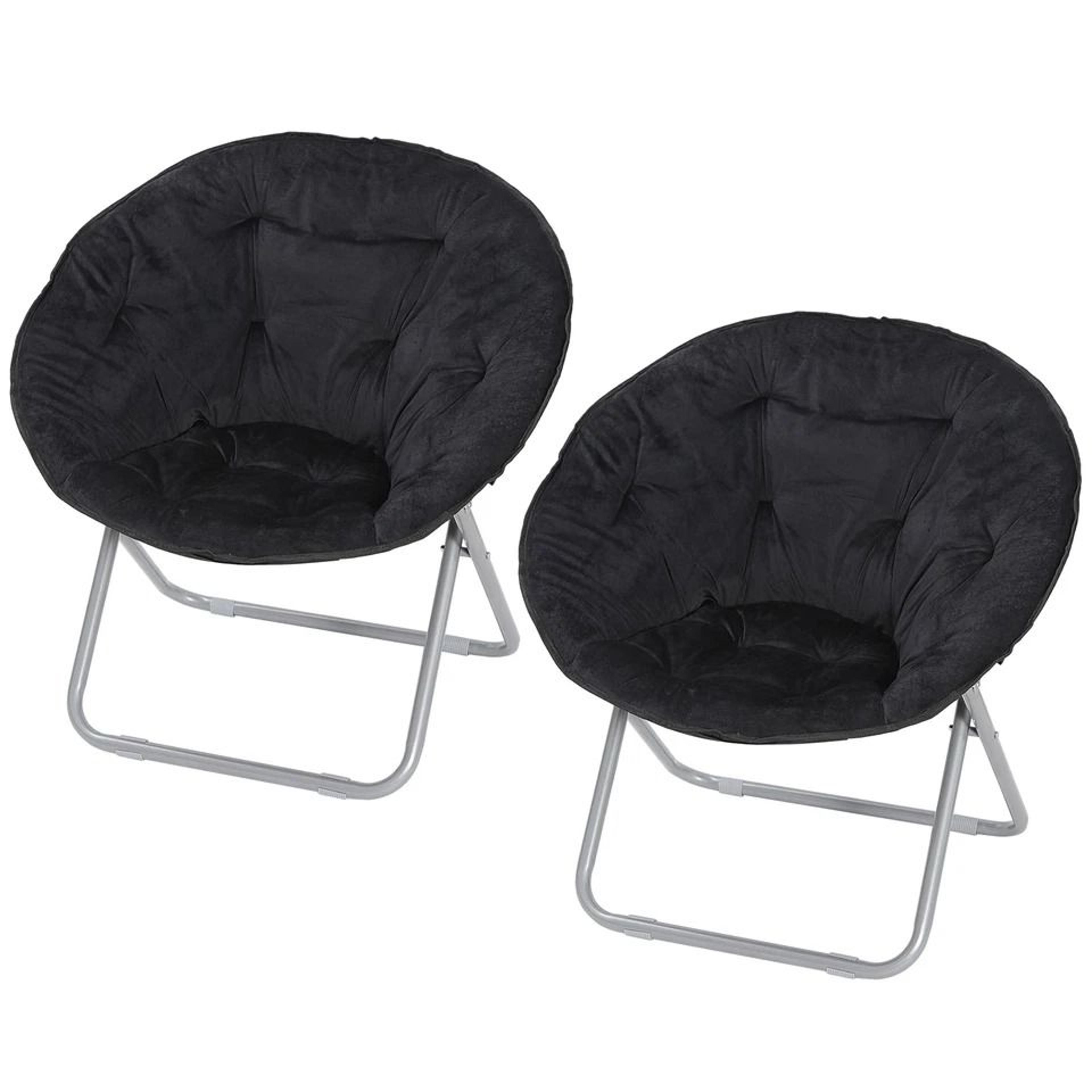 Soft Saucer Moon Chair Cozy Seat Stool With Metal Frame Folding Black Chair For Living Room Dorm An 1