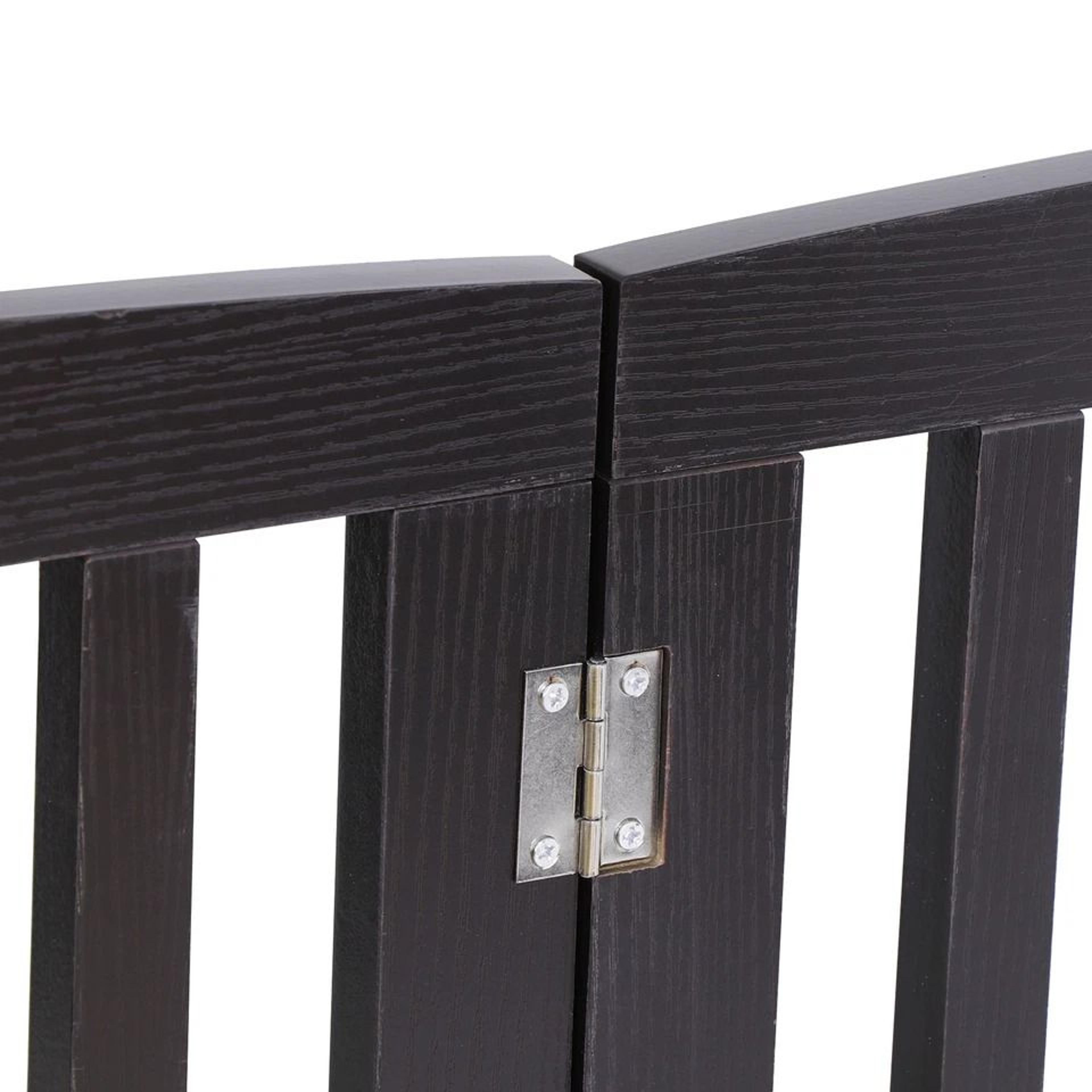 Freestanding Dog Gate Pet Safety Barrier MDF Coffee Colour Panels Folding ZShape Gate For Doorways 7