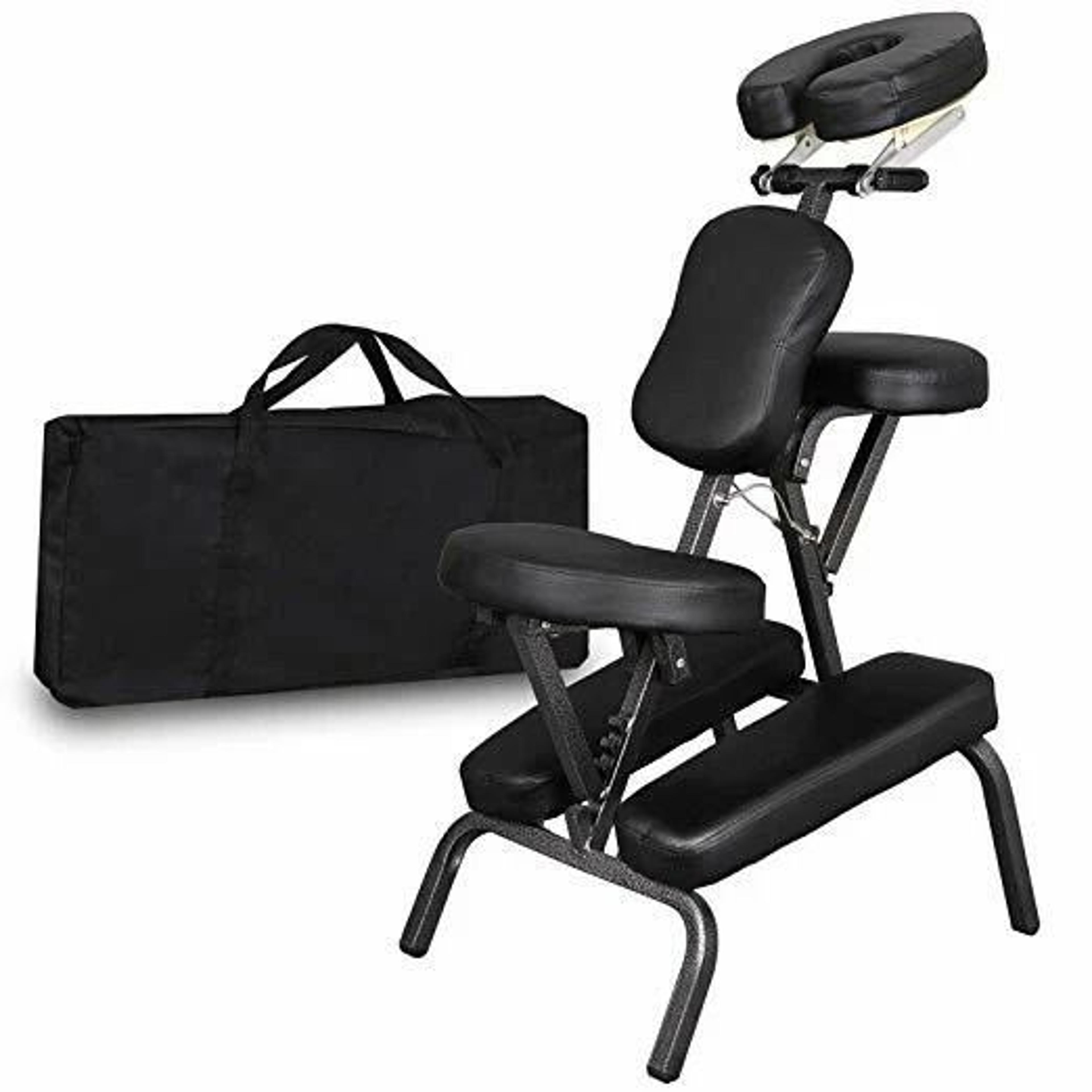 Portable Folding Massage Chair PU Leather Travel Pad Tattoo Salon Black 6