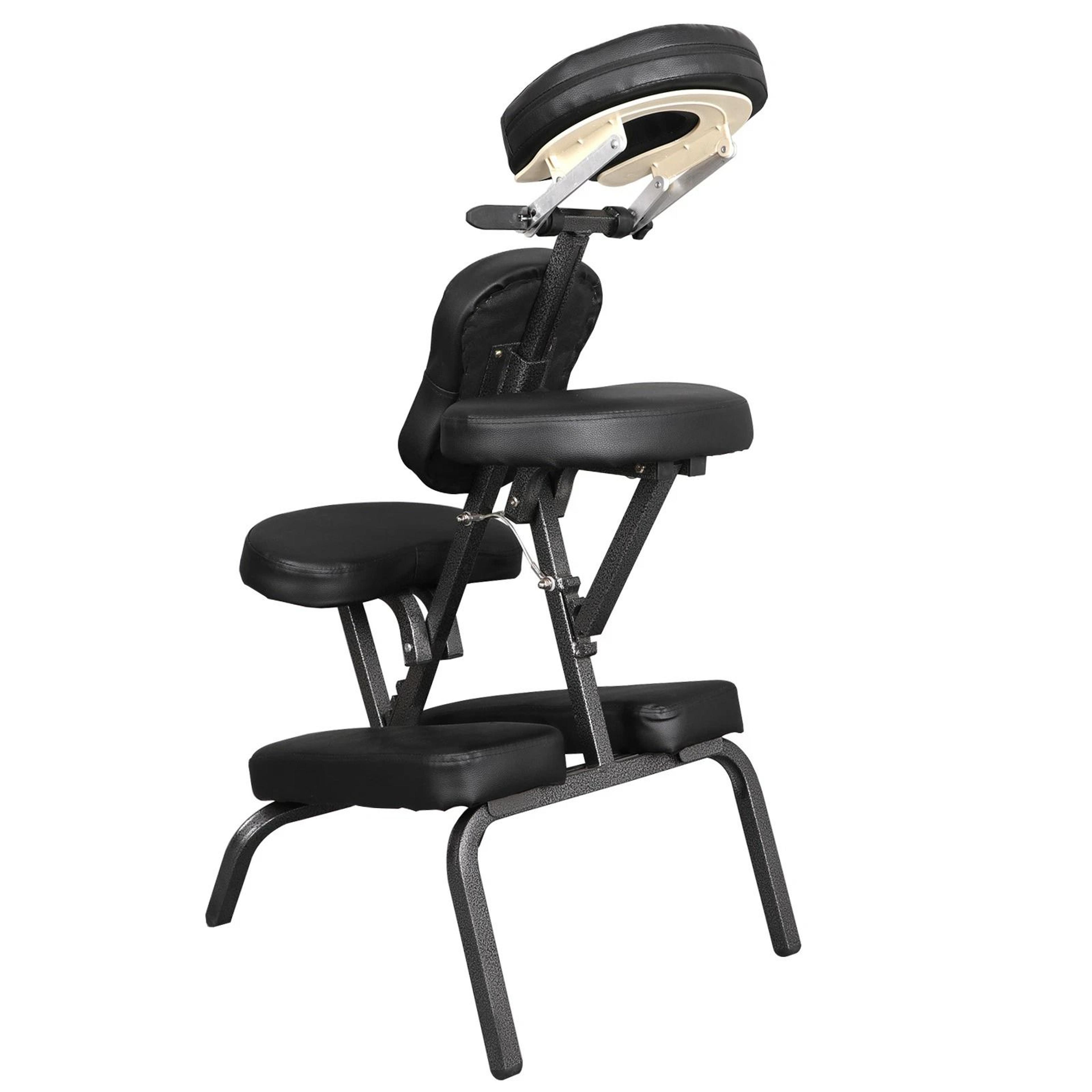 Portable Folding Massage Chair PU Leather Travel Pad Tattoo Salon Black 7