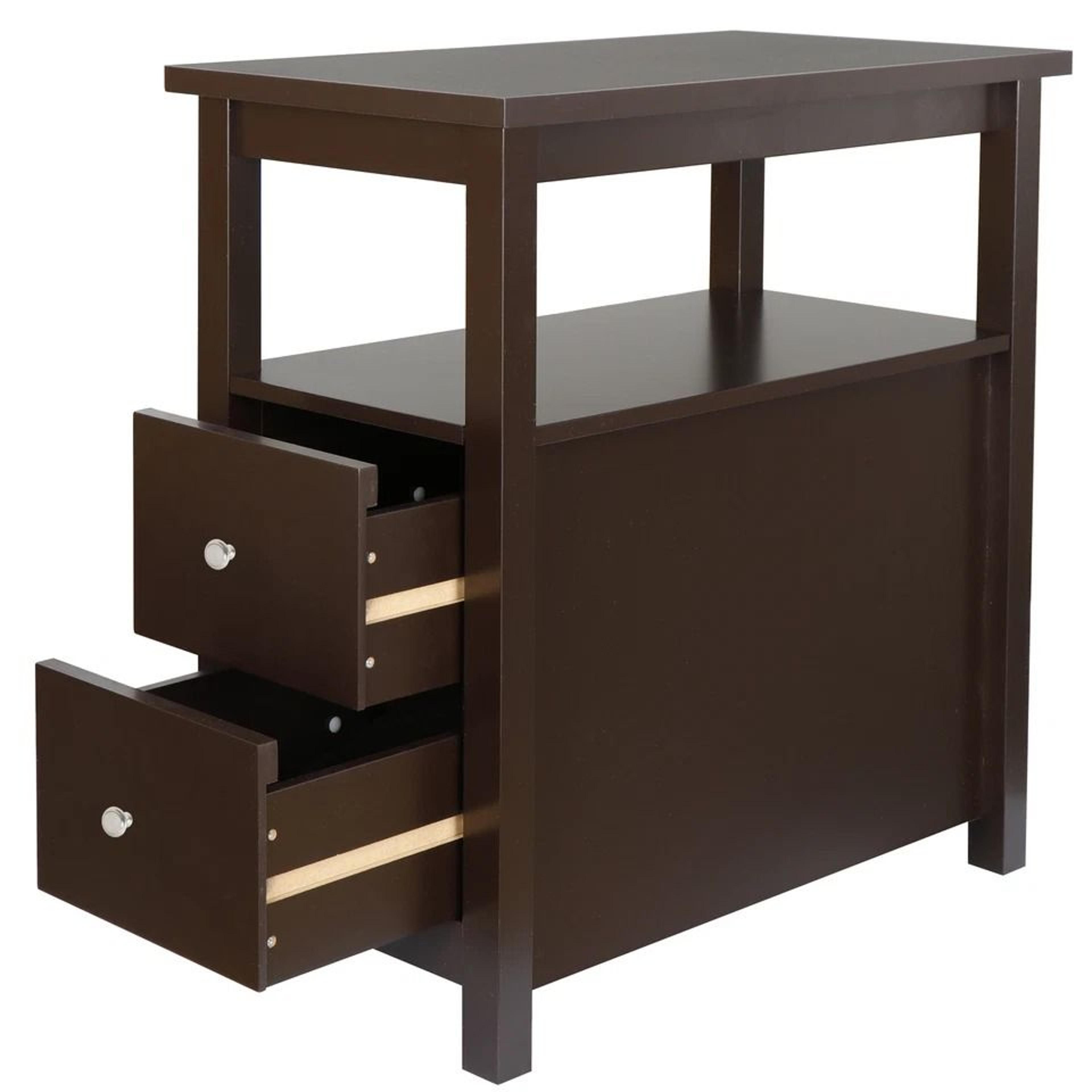 Narrow Side Table With Drawer And Shelf Chairside End Table Home Decor Storage For Small Spaces 2