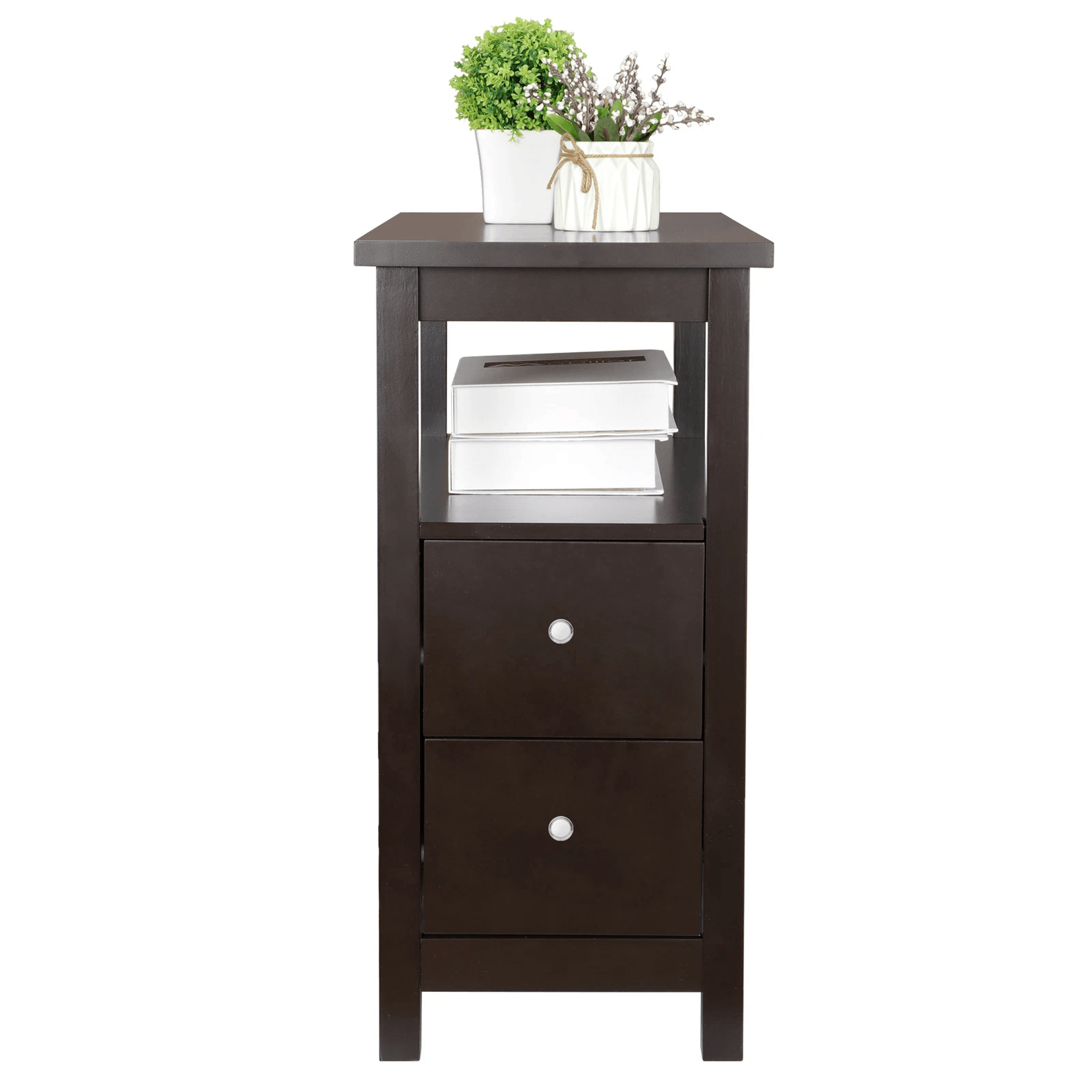 Narrow Side Table With Drawer And Shelf Chairside End Table Home Decor Storage For Small Spaces 1