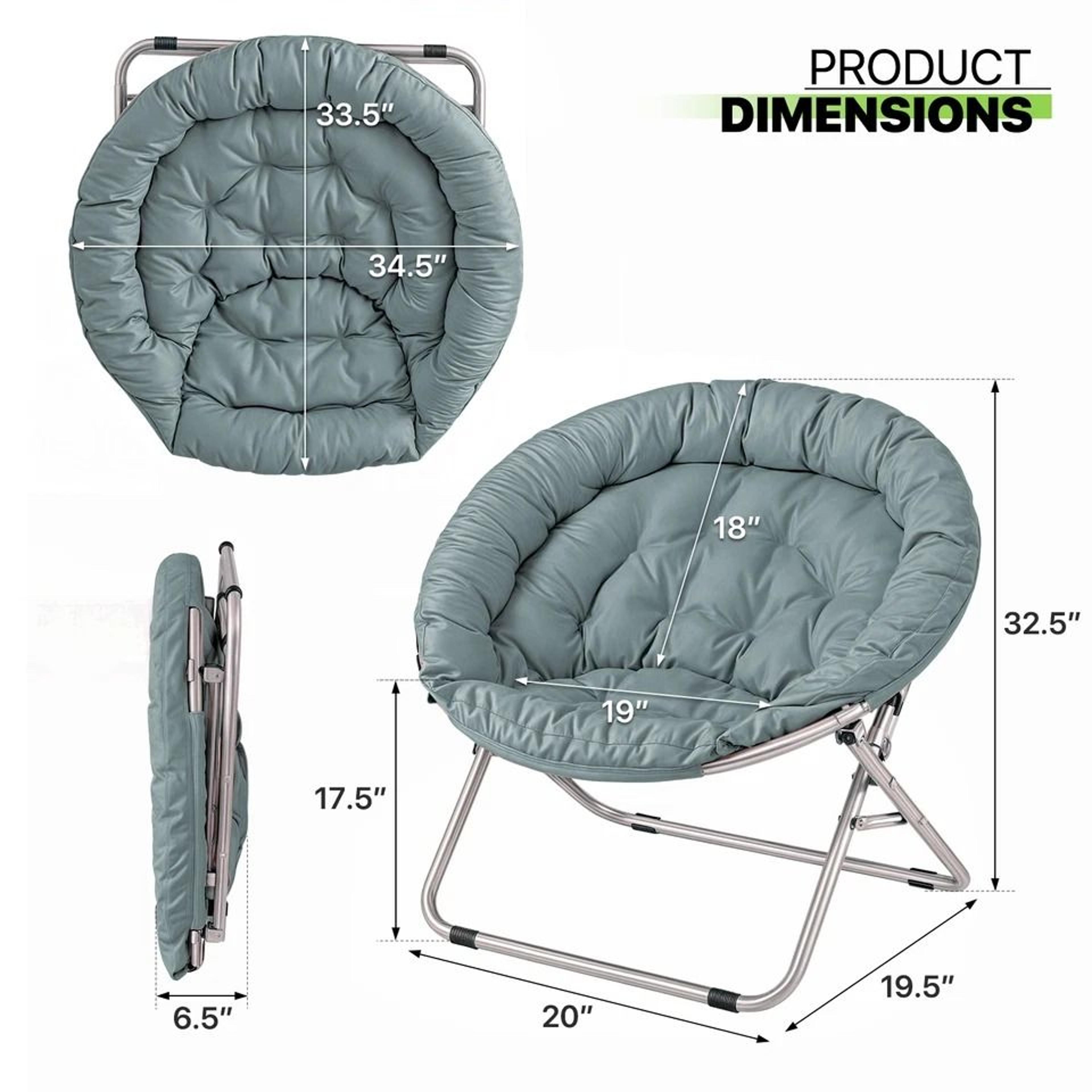 Foldable Lazy Saucer Chair Accent Chair For Living Room Teal Moon Seat Comfortable And Compact 1