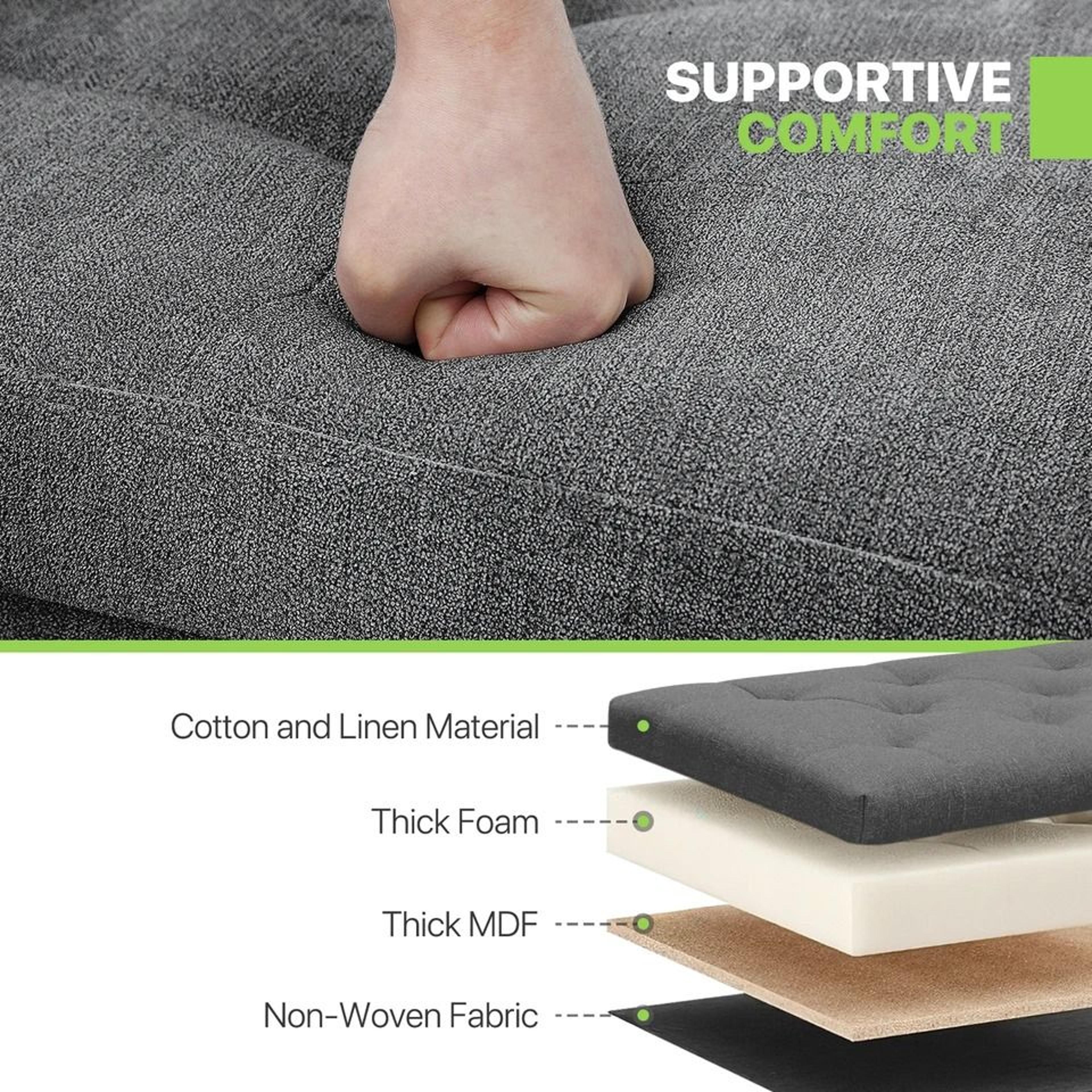 Gray Upholstered Footstool Rectangular Fabric Storage Ottoman Multifunctional Storage Bench For Bed 6