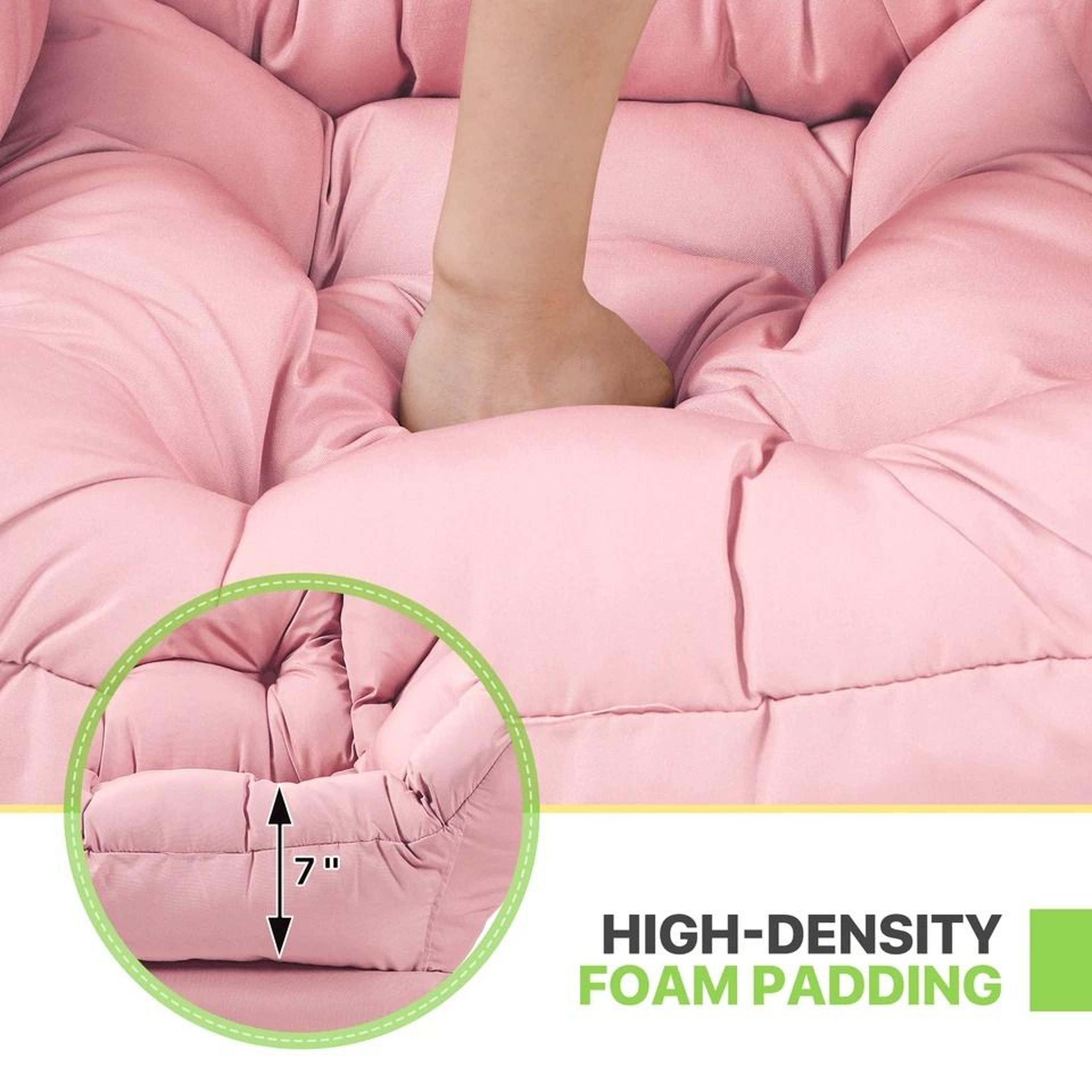 Modern Pink Accent Chair With Ottoman Lazy Sofa Armchair Foldable Comfortable Living Room Seat 5