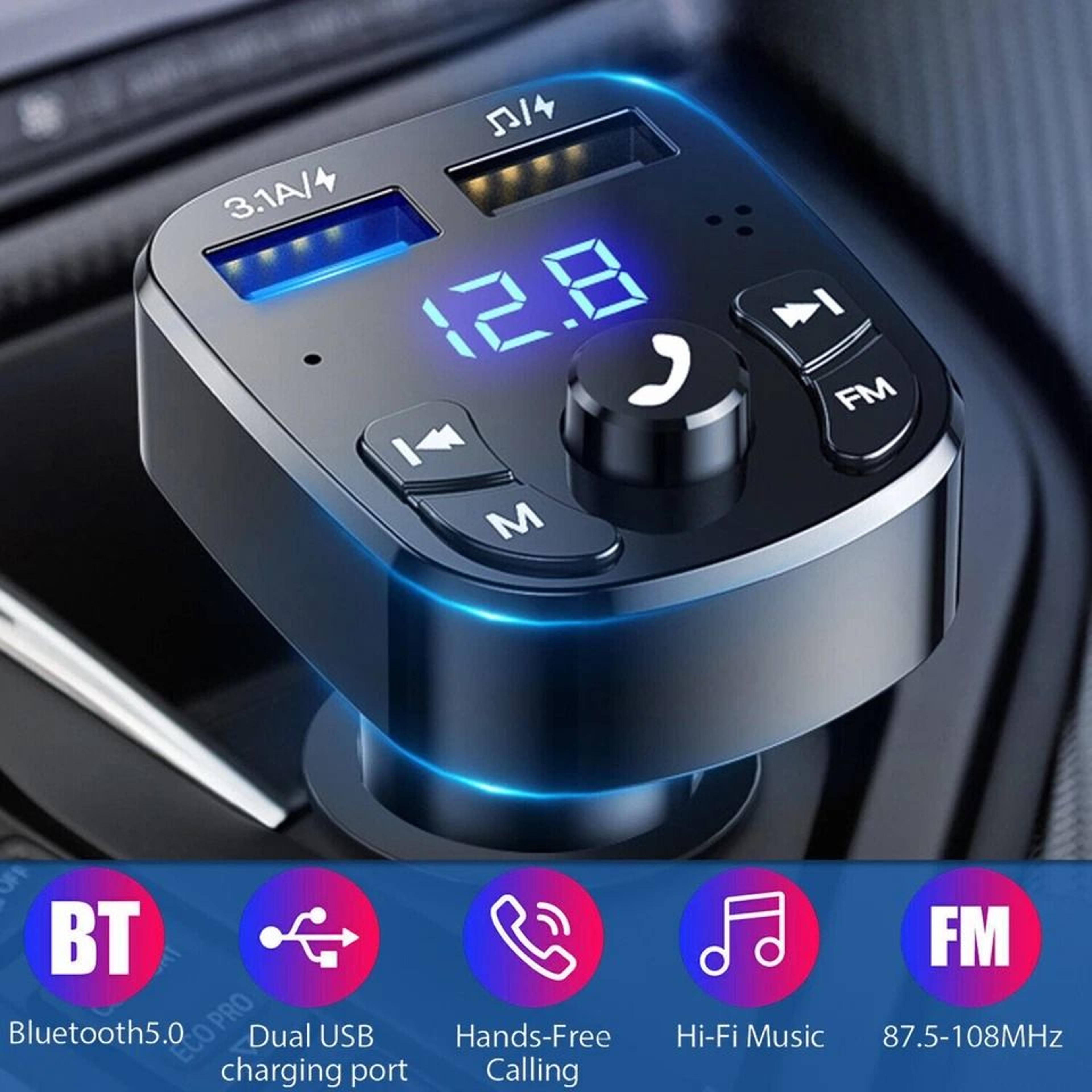 FM Transmitter Adapter With Bluetooth Car Wireless USB PD Charger AUX HandsFree 2