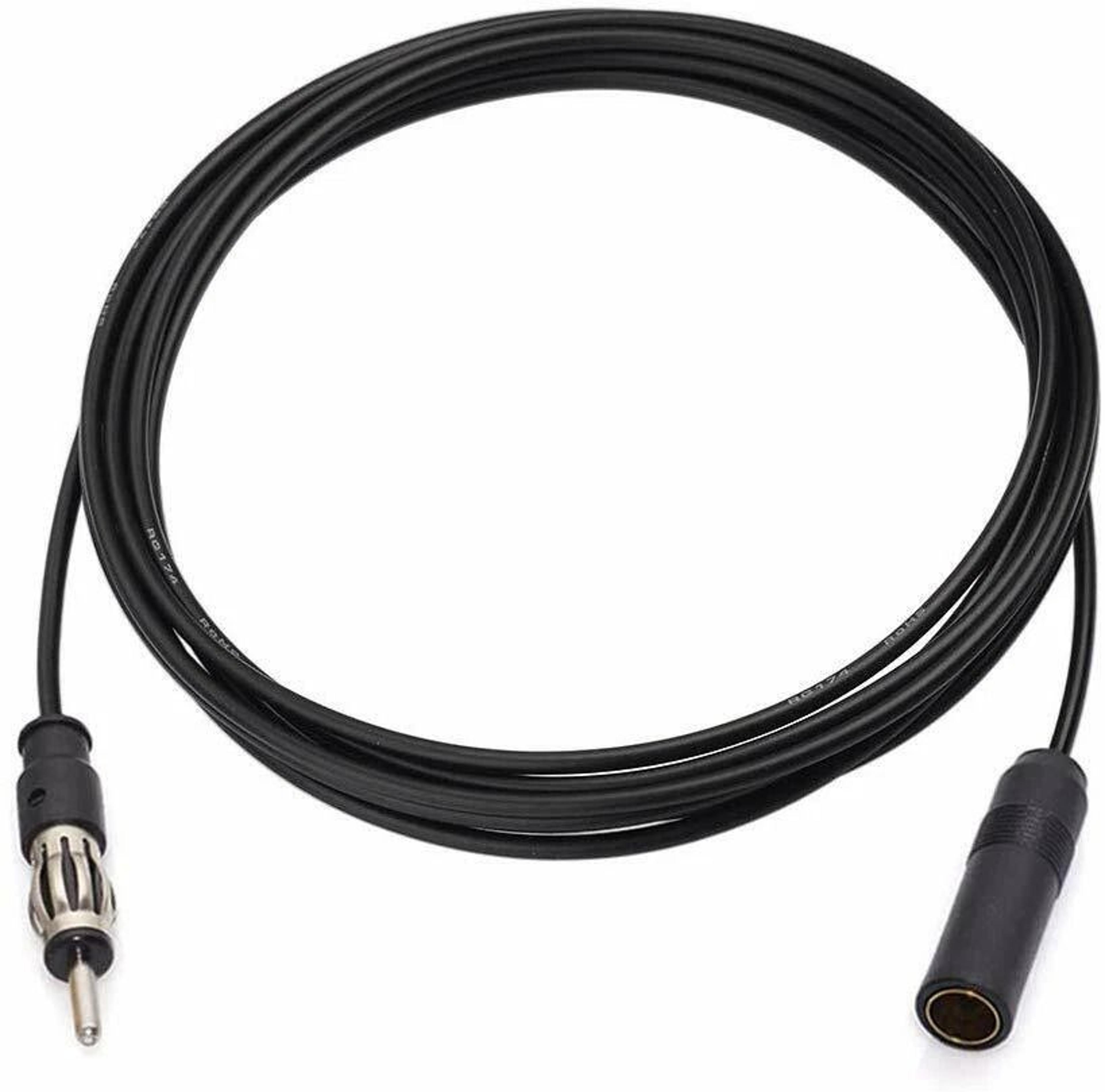 car stereo radio antenna extension cable, premium male/female am/fm cable wire, heavy-duty cord