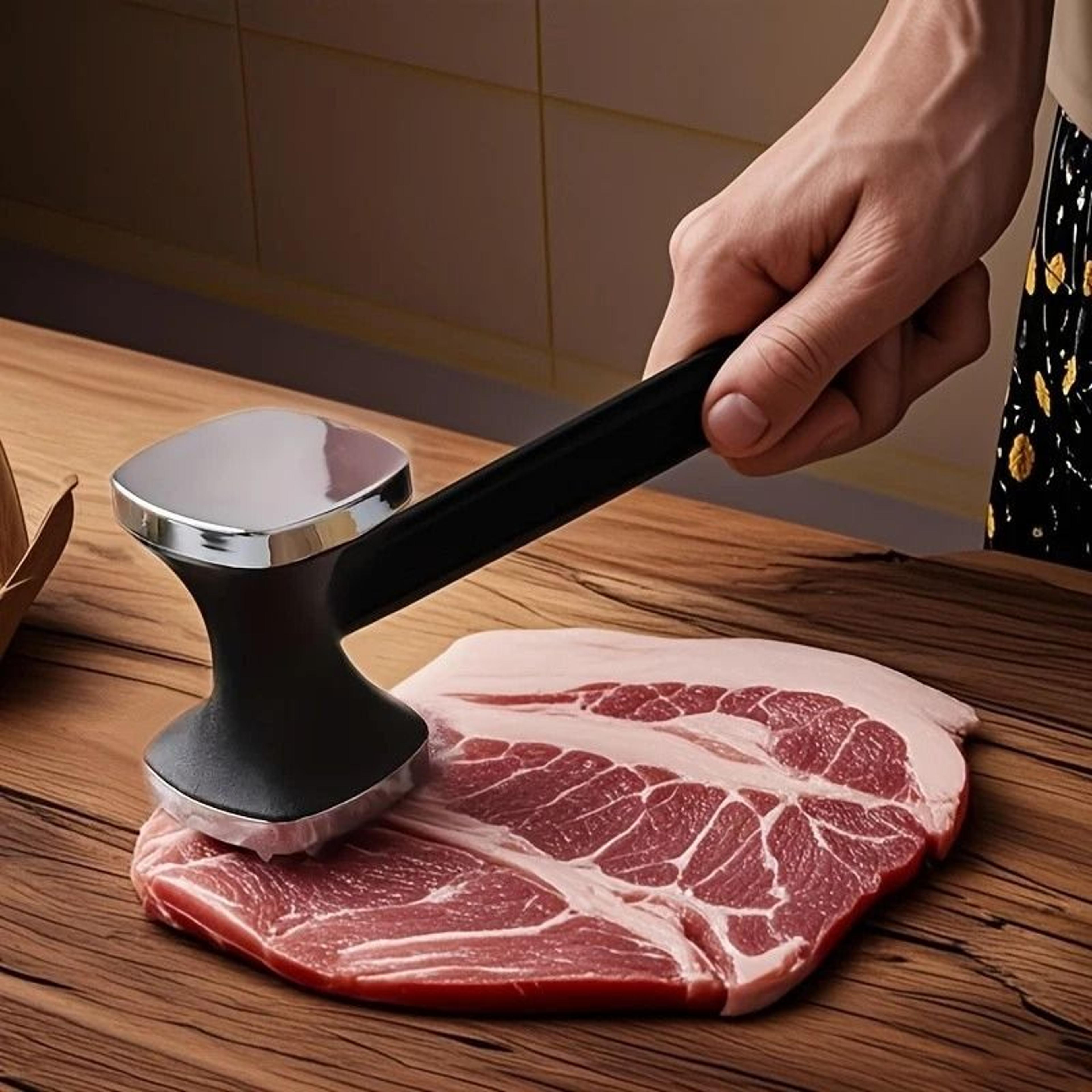 Stainless Steel Meat Tenderizer Hammer DualSided Steak Hammer For Even Cooking And Tenderizing Toug 4